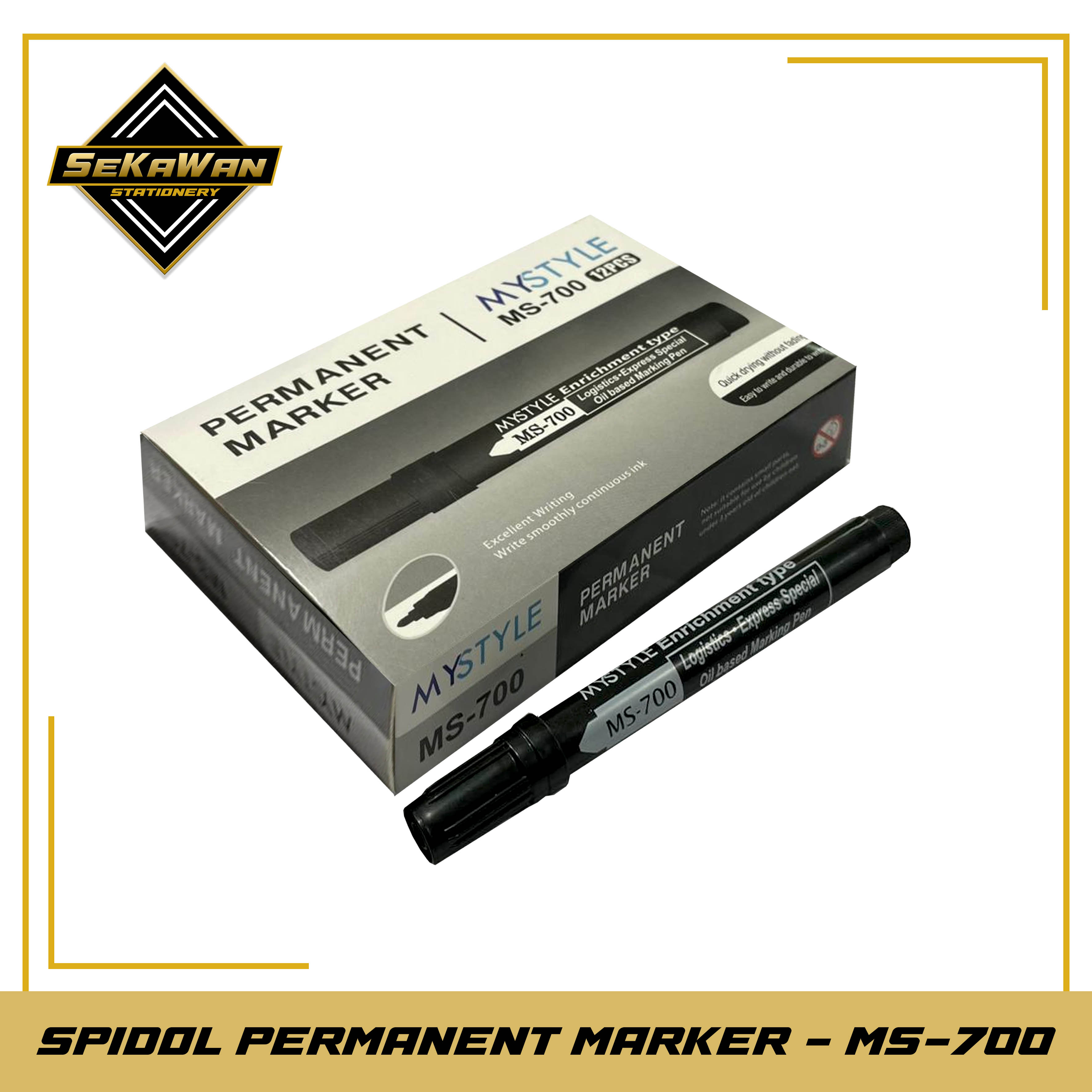 Spidol Permanen Round Tip My Style Warna Hitam - Permanent Marker MS-700
