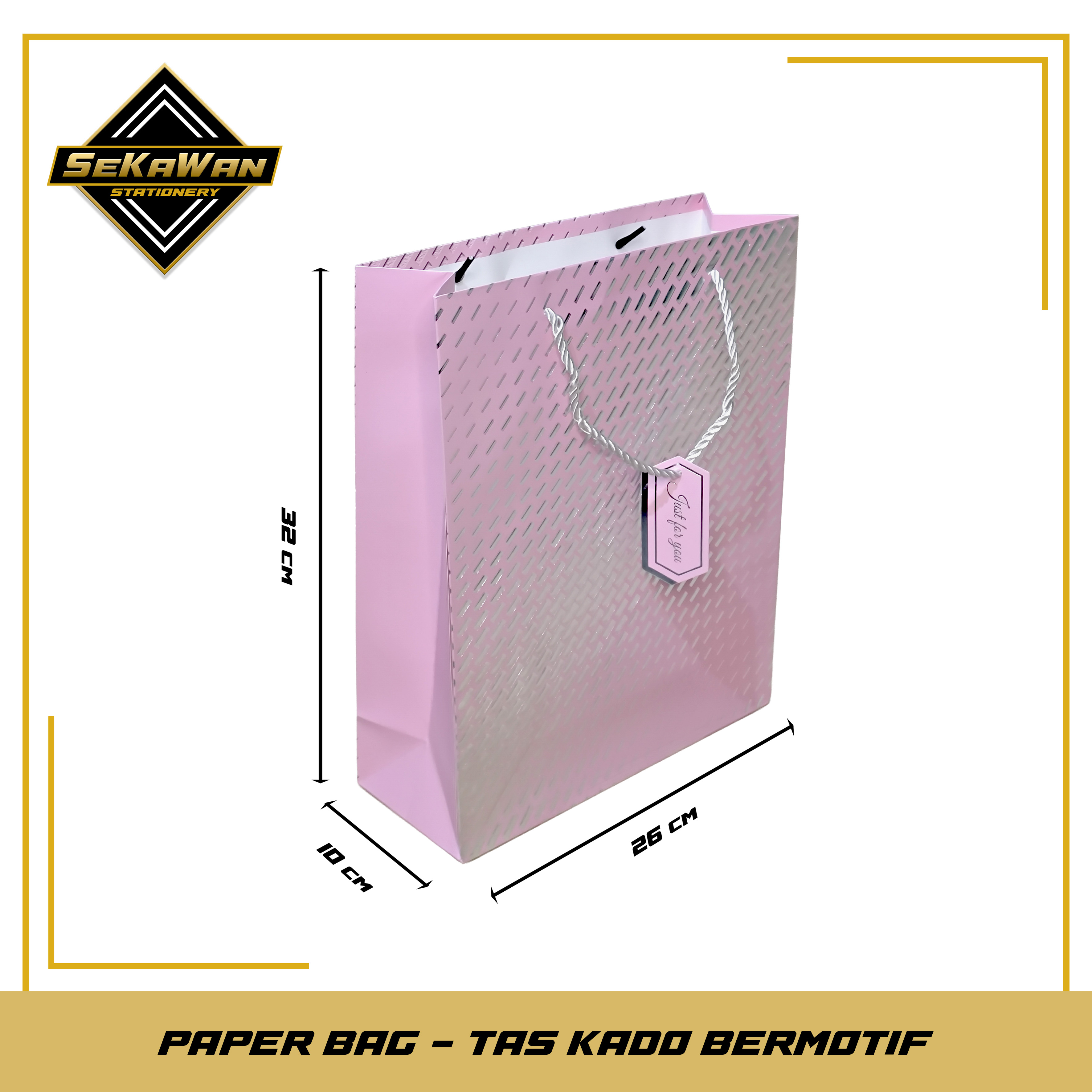 Paper Bag Motif Brick Modern 32x26x10 cm Plus Tag - Tas Kado Premium Tebal - Warna Random