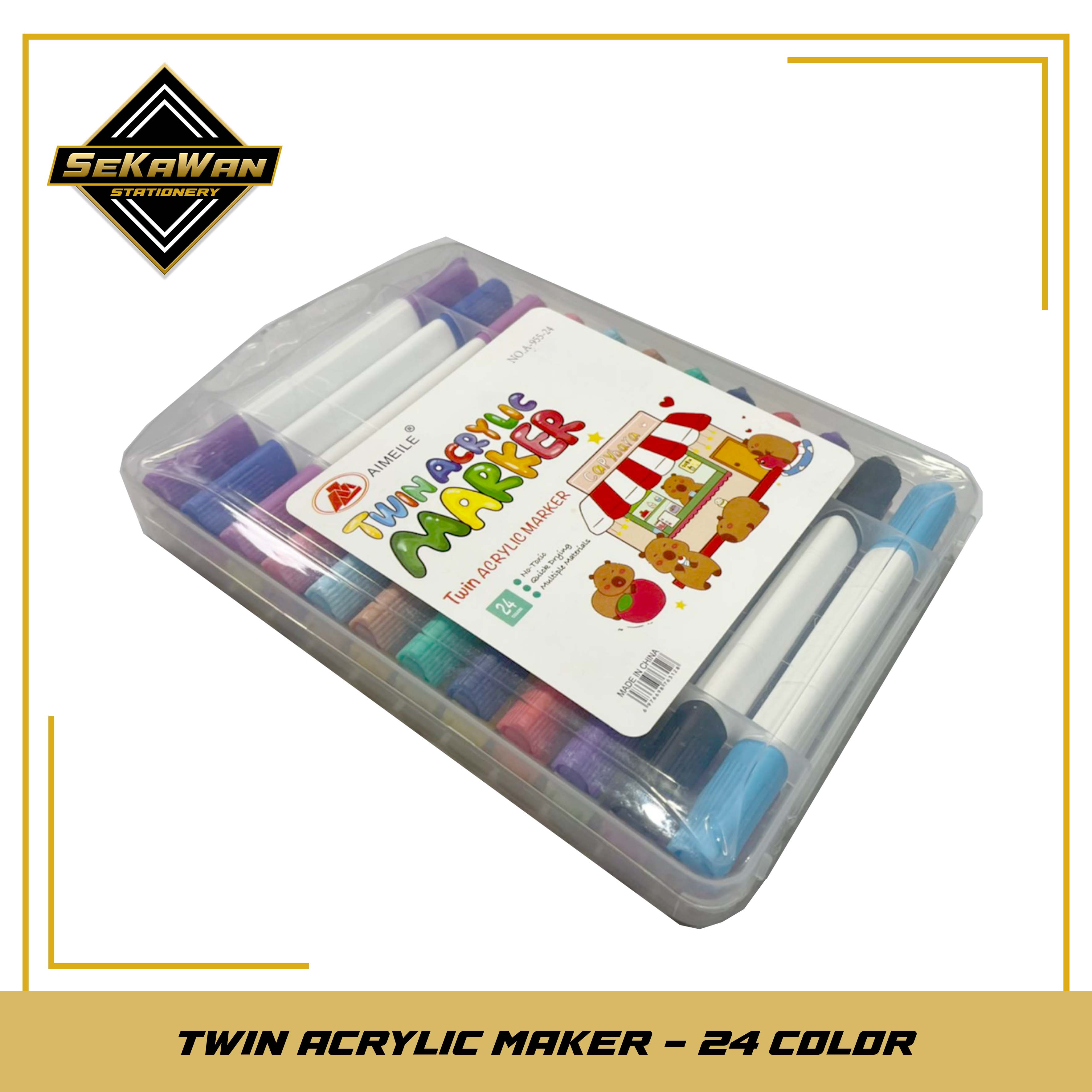 Spidol Akrilik Dual Tip Set 12/24/36 Warna - Acrylic Marker Non Toxic, Water Based