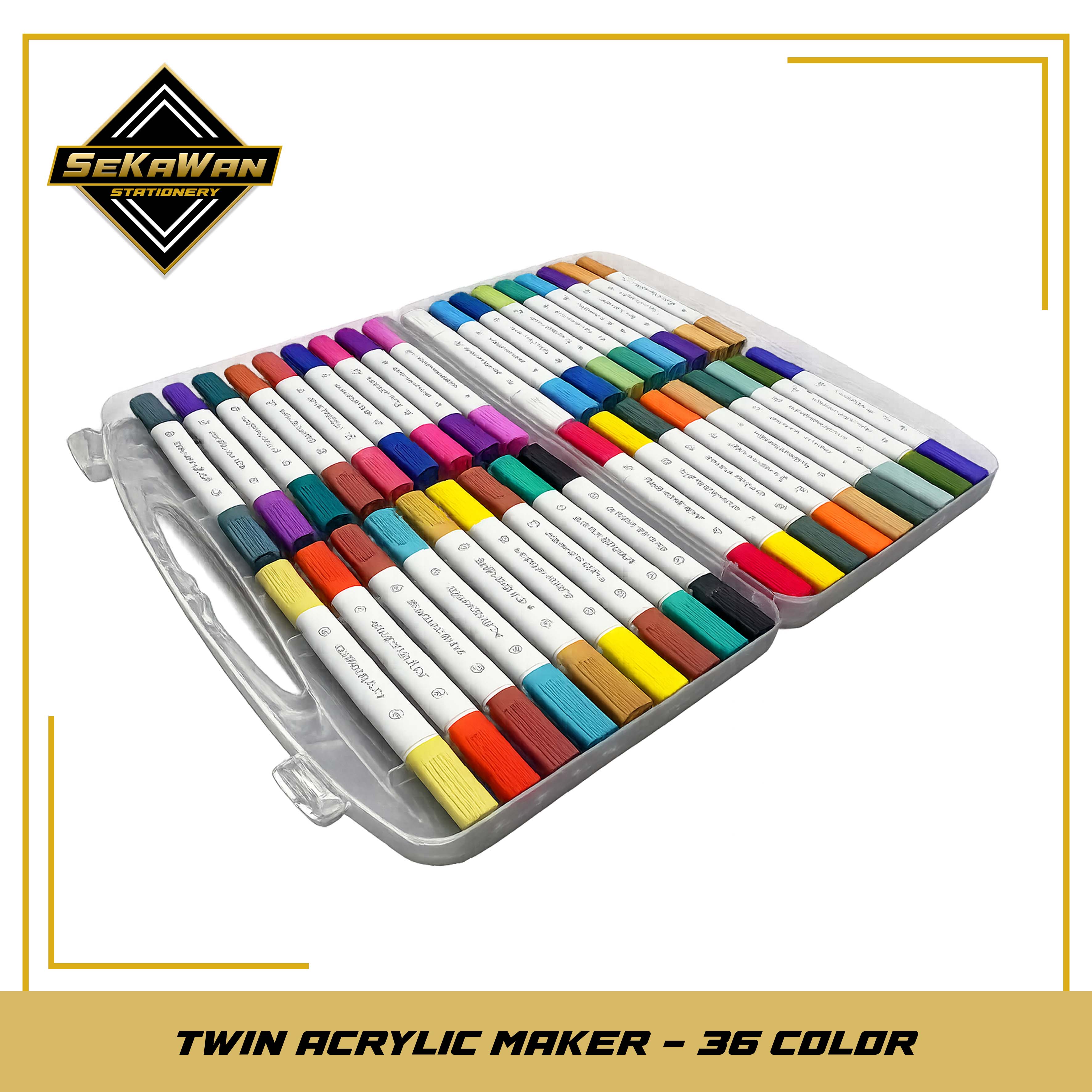 Spidol Akrilik Dual Tip Set 12/24/36 Warna - Acrylic Marker Non Toxic, Water Based
