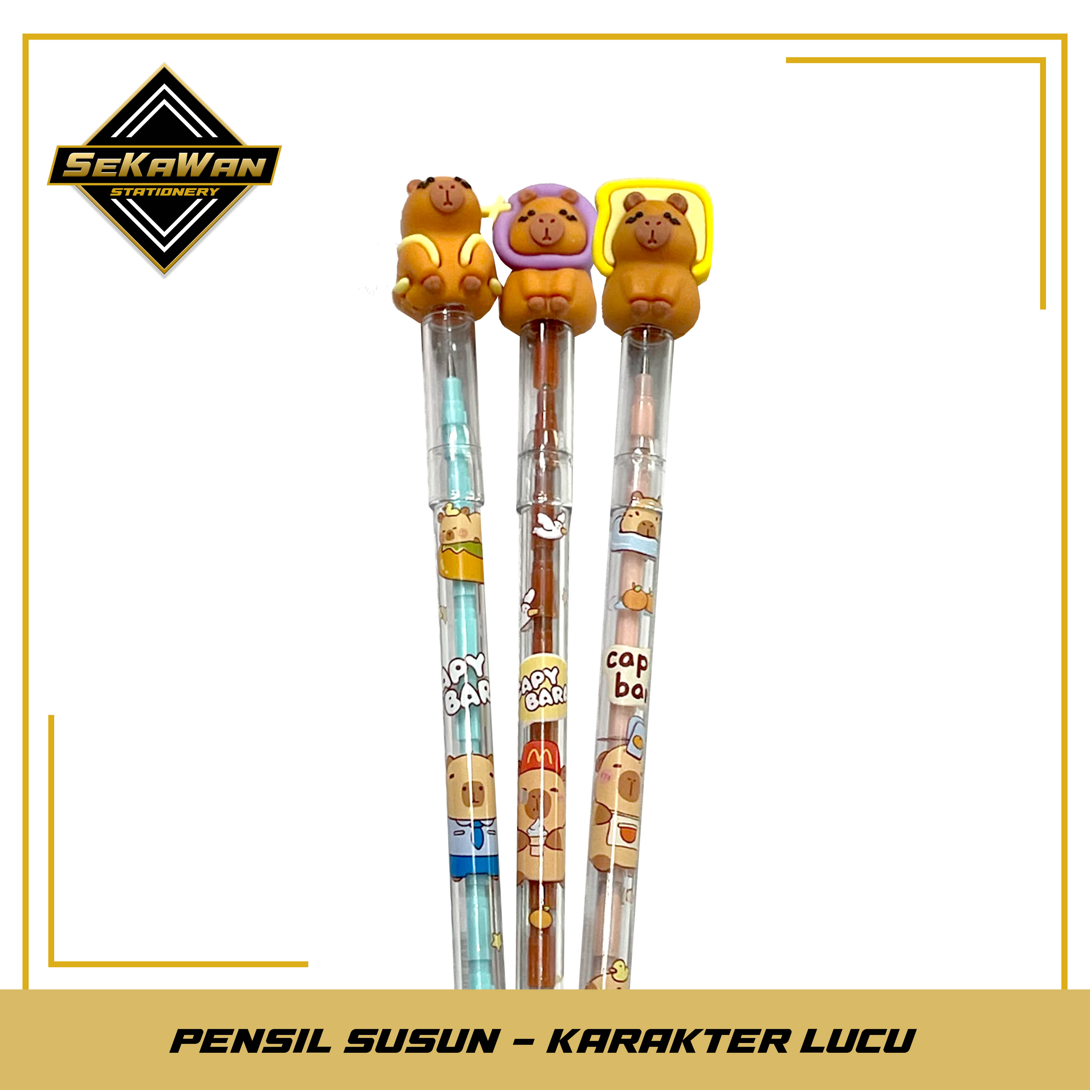 Pensil Susun Isi Dorong Karakter Lucu - Pensil Bensia - Extensible Pencil - Mudah digunakan, alat tulis anak.