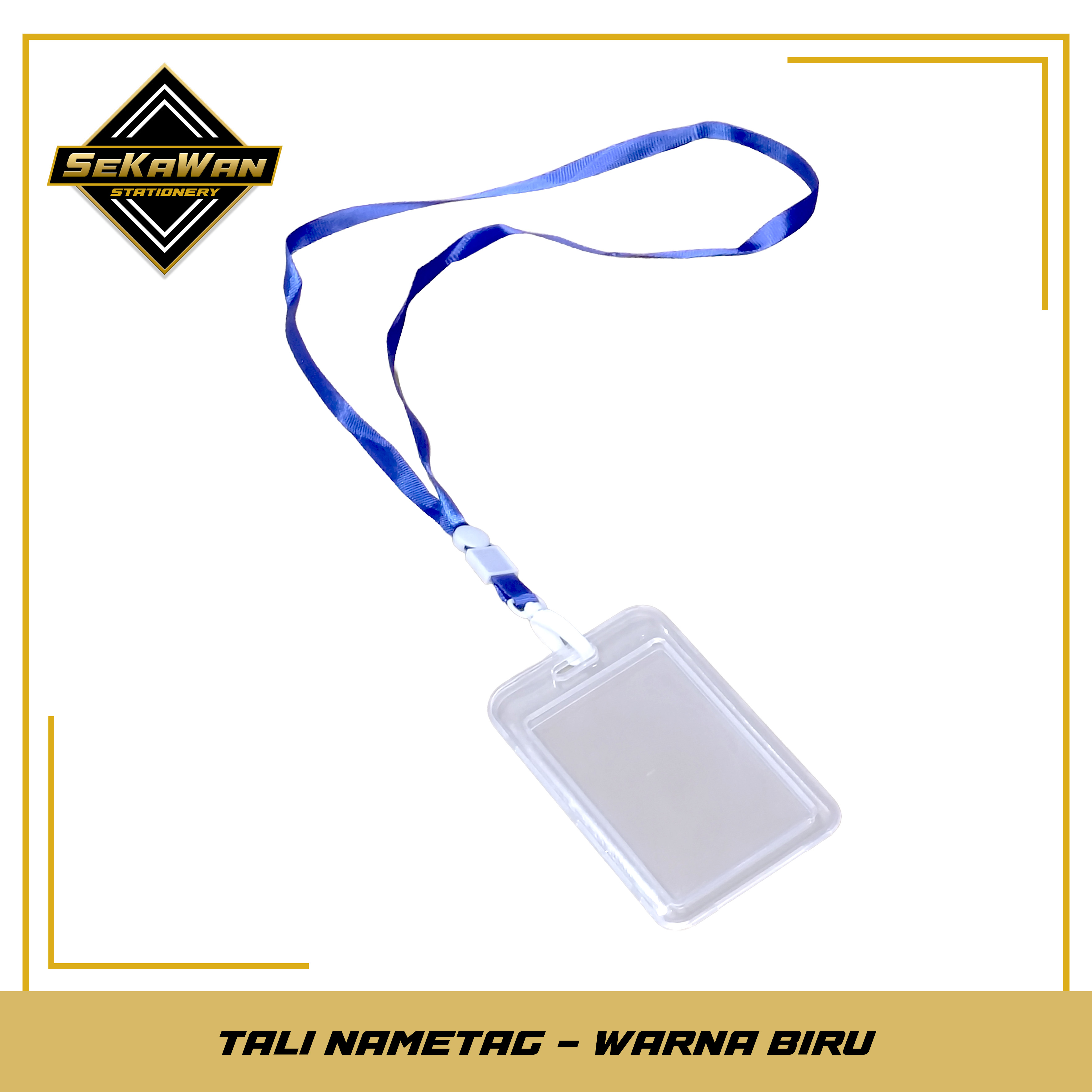 Tali ID Card Nametag Universal Biru - Tali Lanyard Kait Plastik - Tali Gantungan Kartu