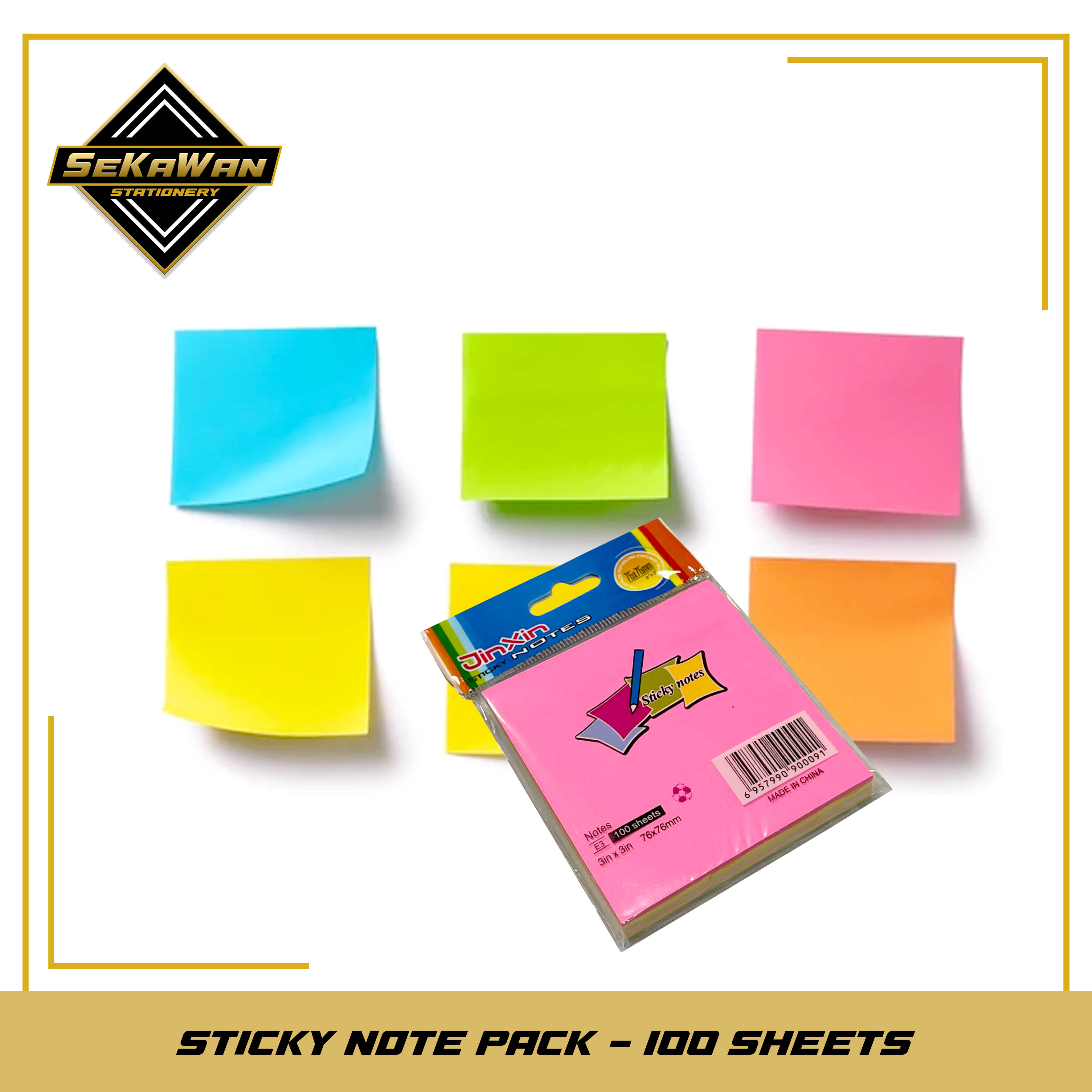 Sticky Note 3/5 Warna 100/400 Sheets 76 x 76mm - Kertas Memo Tempel Mix Color