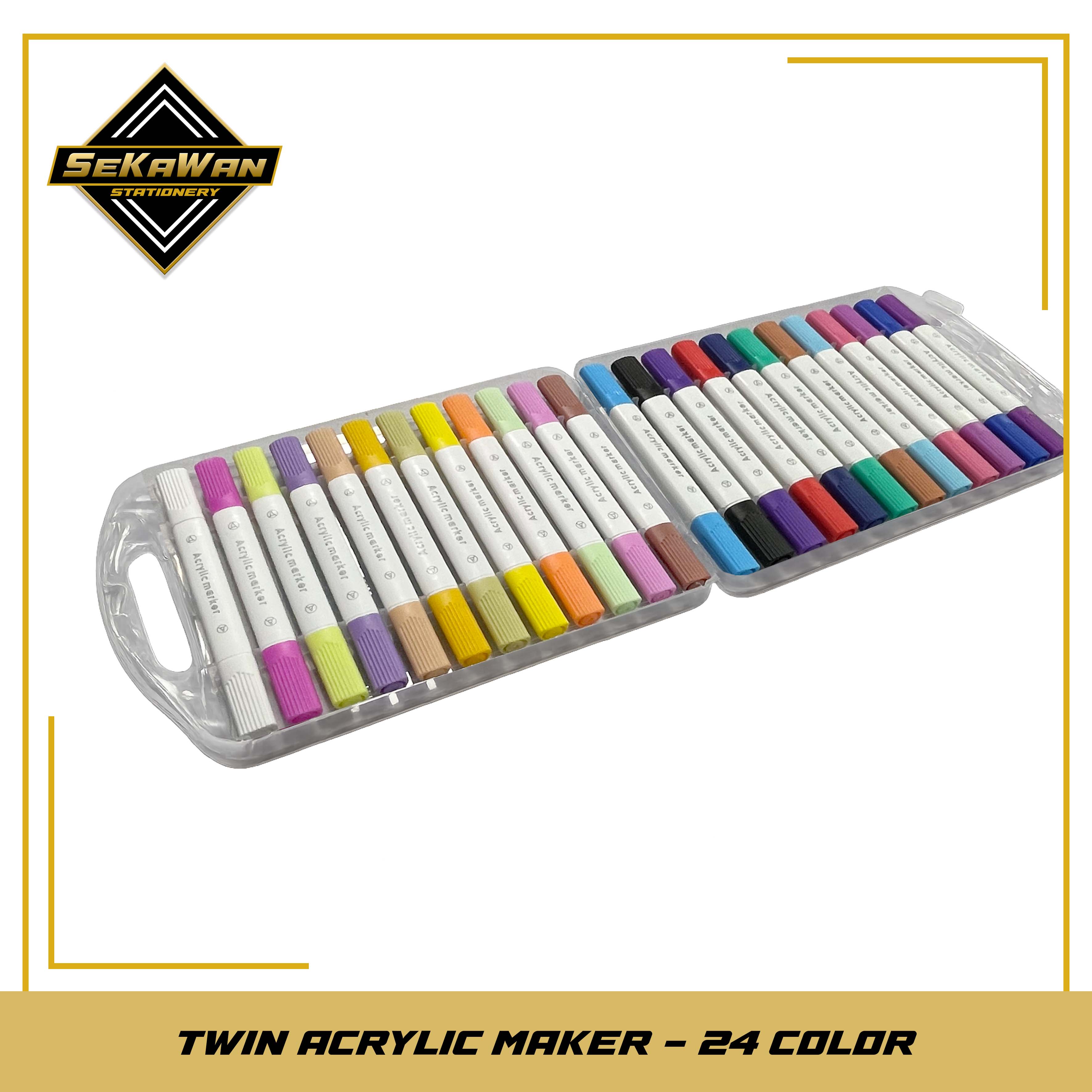 Spidol Akrilik Dual Tip Set 12/24/36 Warna - Acrylic Marker Non Toxic, Water Based