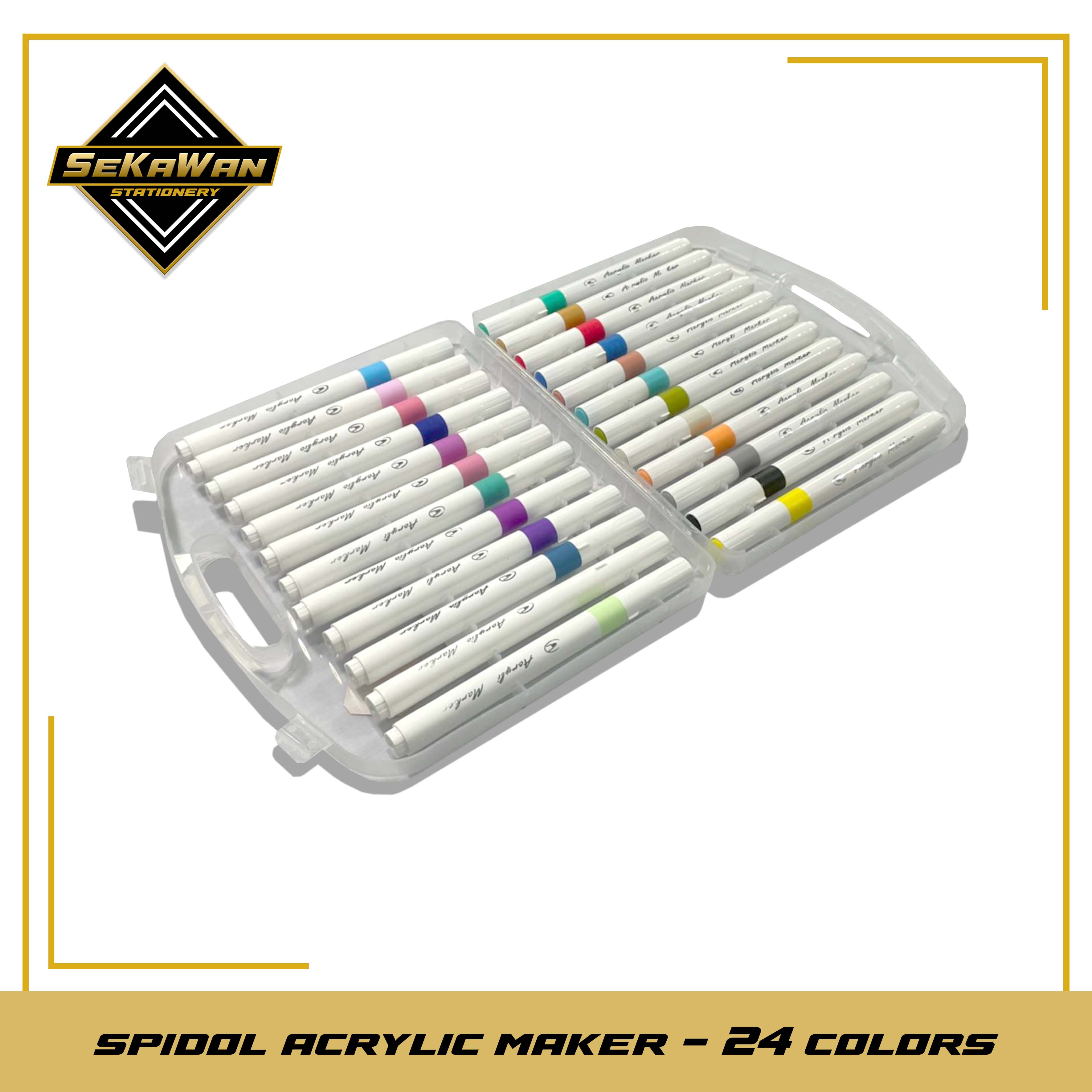 Spidol Akrilik Set 12/24/36/48/60 Warna - Acrylic Marker Tahan Air & Cepat Kering - Bisa di Semua Media