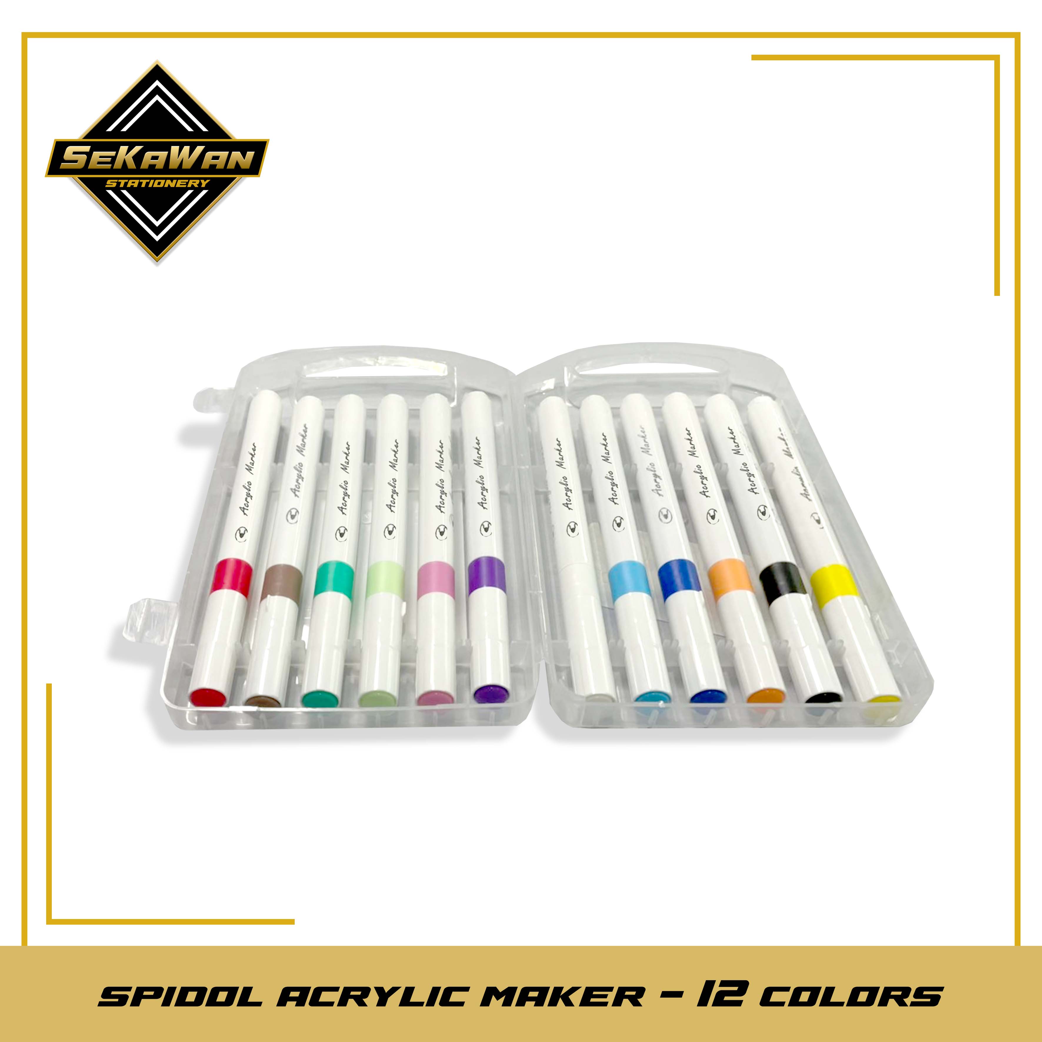 Spidol Akrilik Set 12/24/36/48/60 Warna - Acrylic Marker Tahan Air & Cepat Kering - Bisa di Semua Media