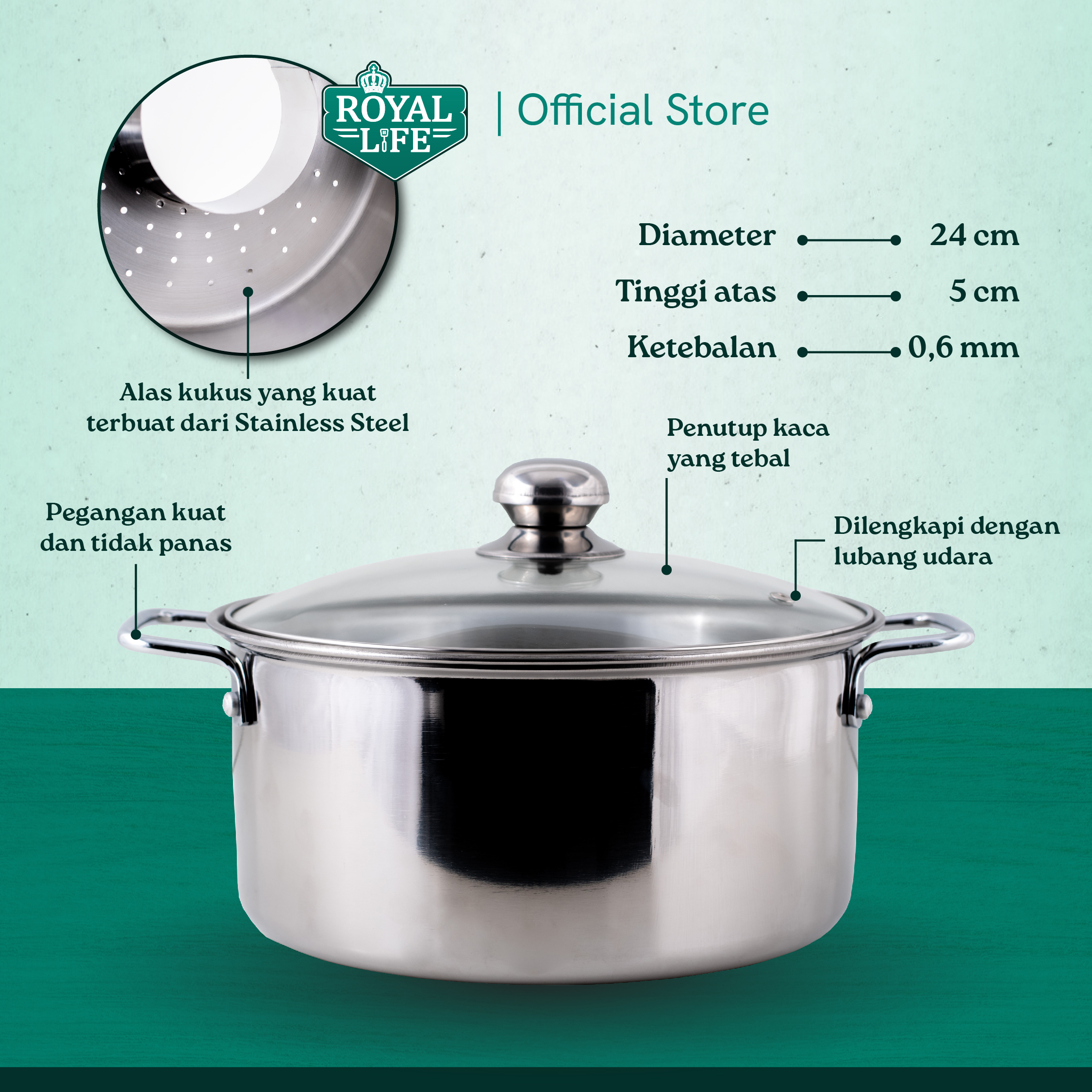 Royal Life Stainless Steel Steamer Suki 24cm