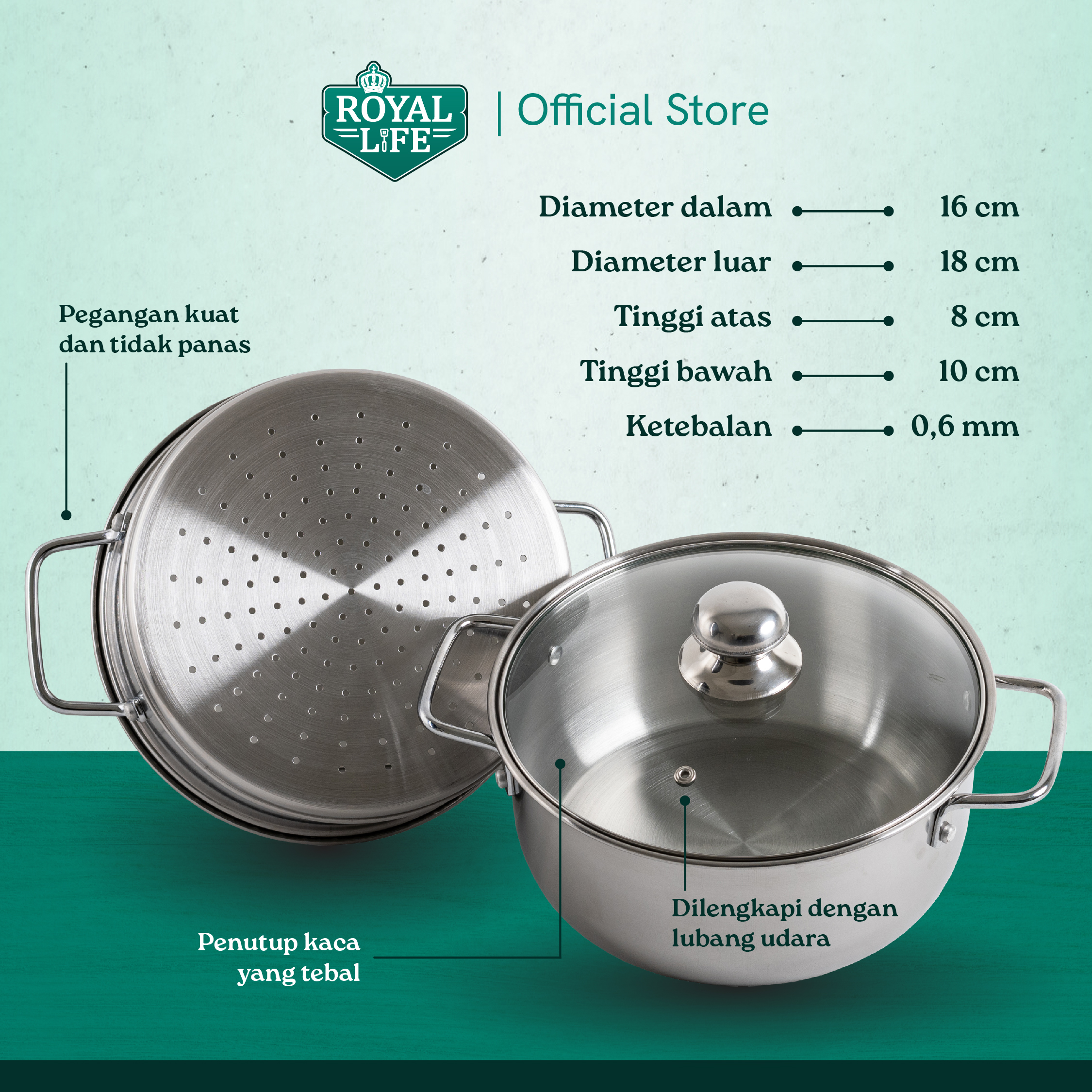 Royal Life Steamer Set Glass Cover
