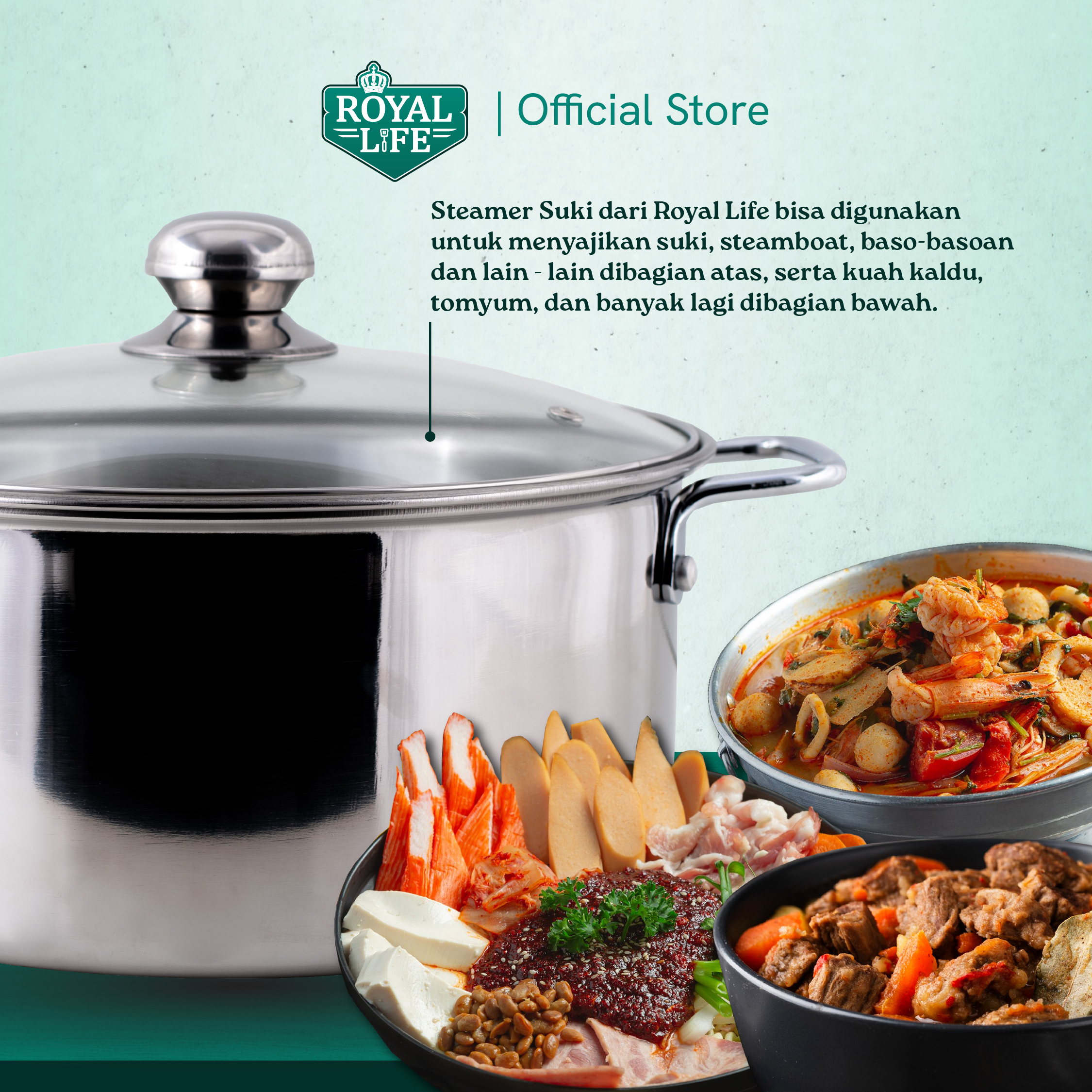 Royal Life Stainless Steel Steamer Suki 24cm