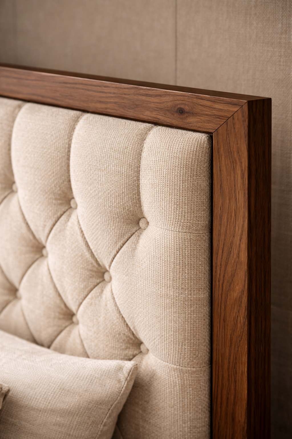 Walnut Hand carved colonial Tufted Bed