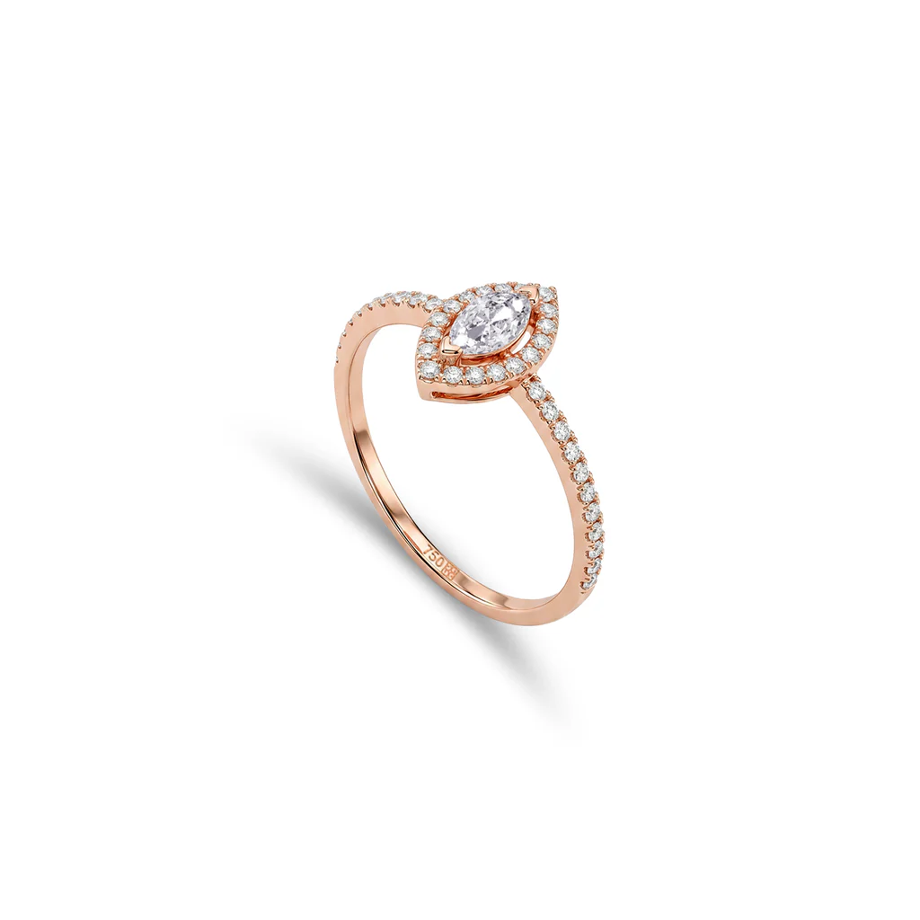 Rose Gold Diamond Halo Ring