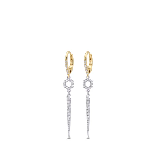 Gold & Diamond Drop Earrings