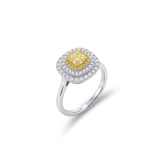 Yellow Diamond Halo Ring