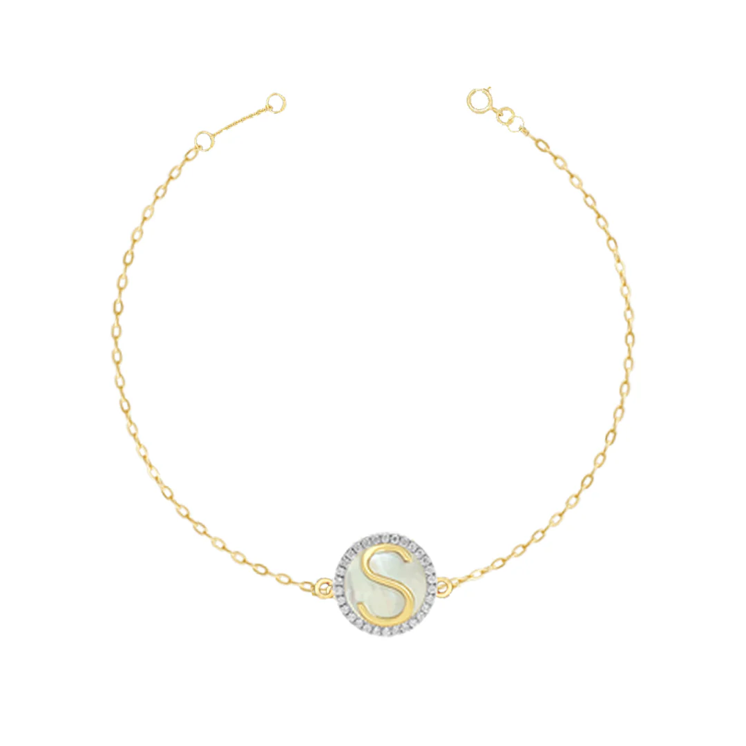 Gold Initial 'S' Bracelet
