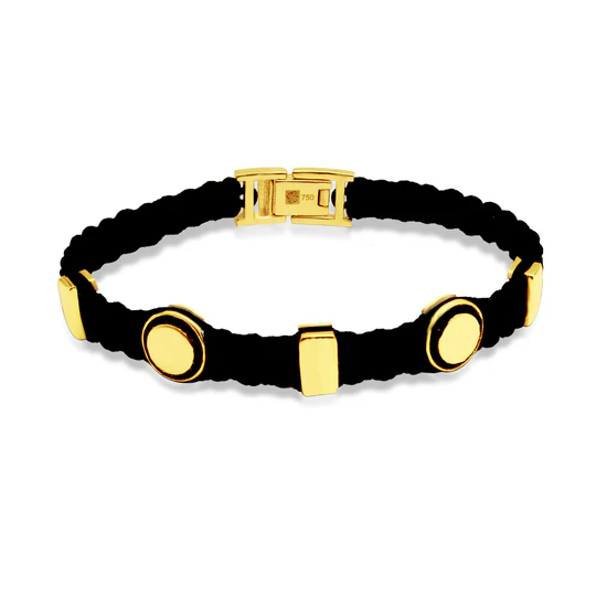 Gold-Plated Black Cord Bracelet