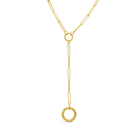 Gold Paperclip Y Necklace