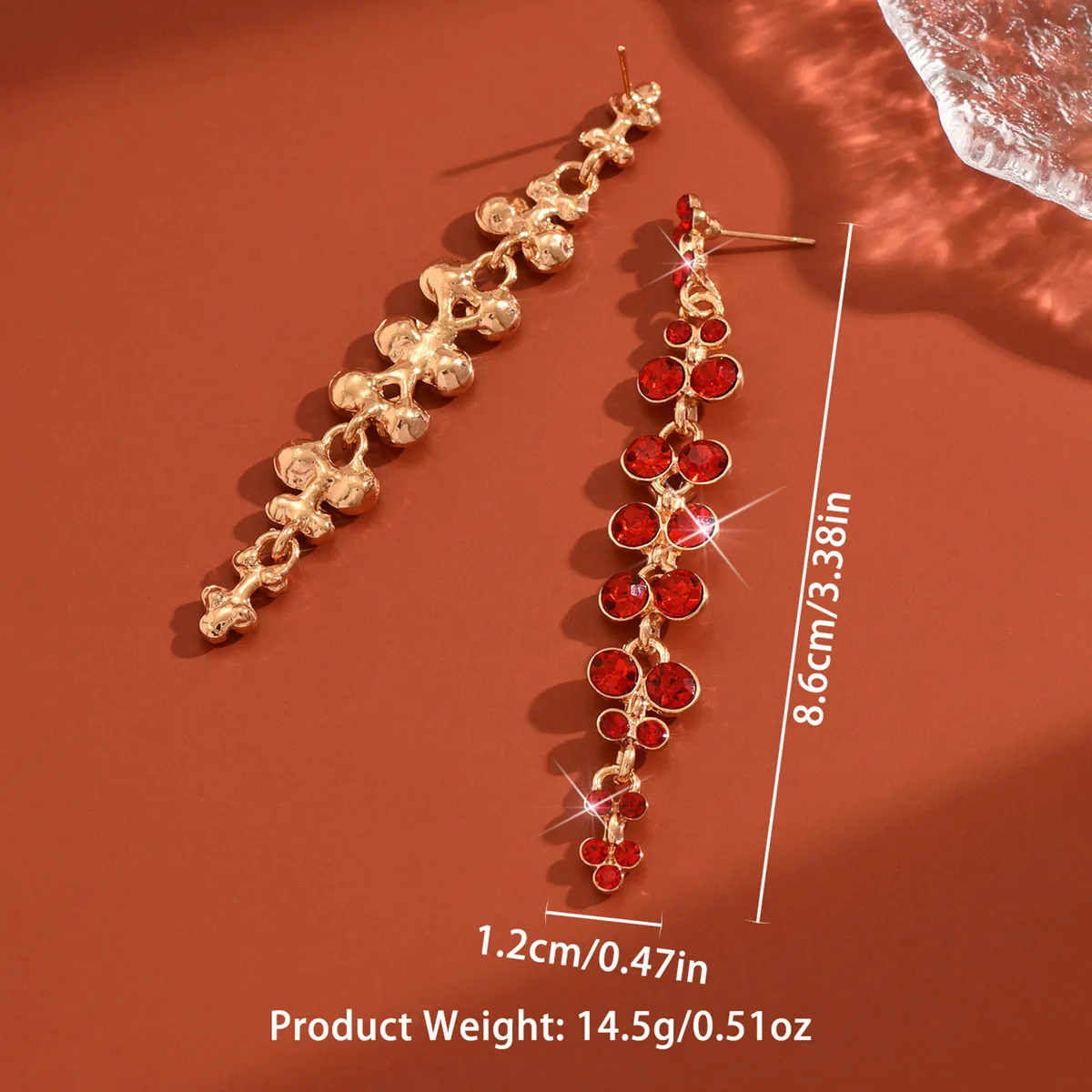 Crystal Pendant Earrings For Women Red Pendant Bridal Gown Evening Tassel Earrings Water Drop Earrings For Women