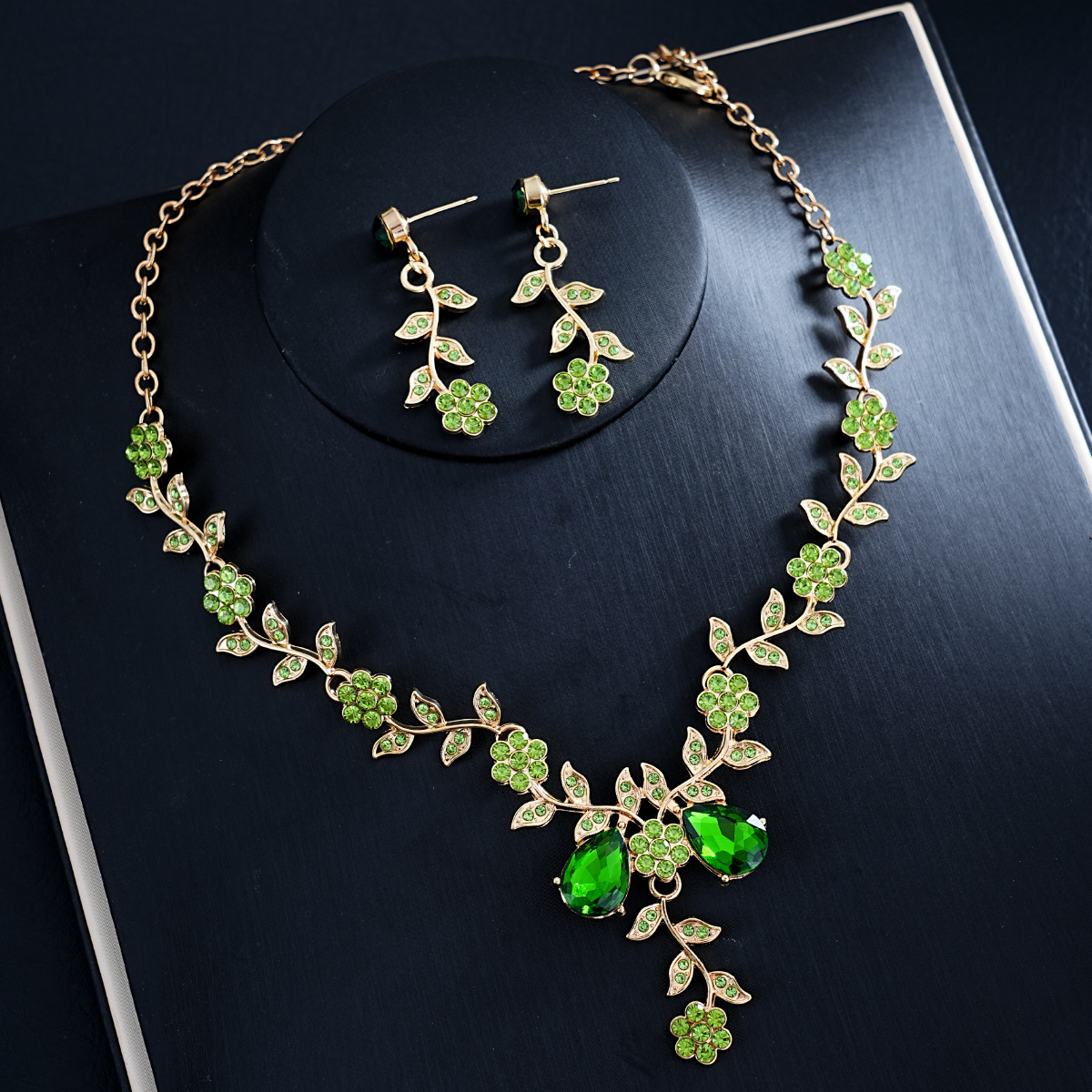 Sunflower Crystal Necklace Earring Set 