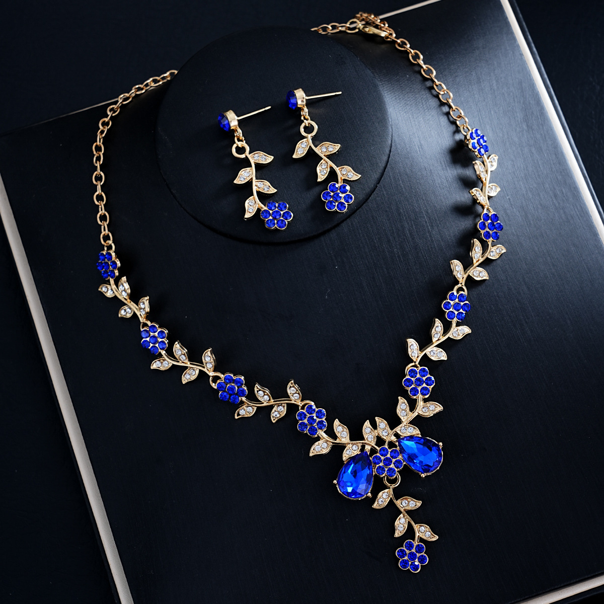 Sunflower Crystal Necklace Earring Set lace Set