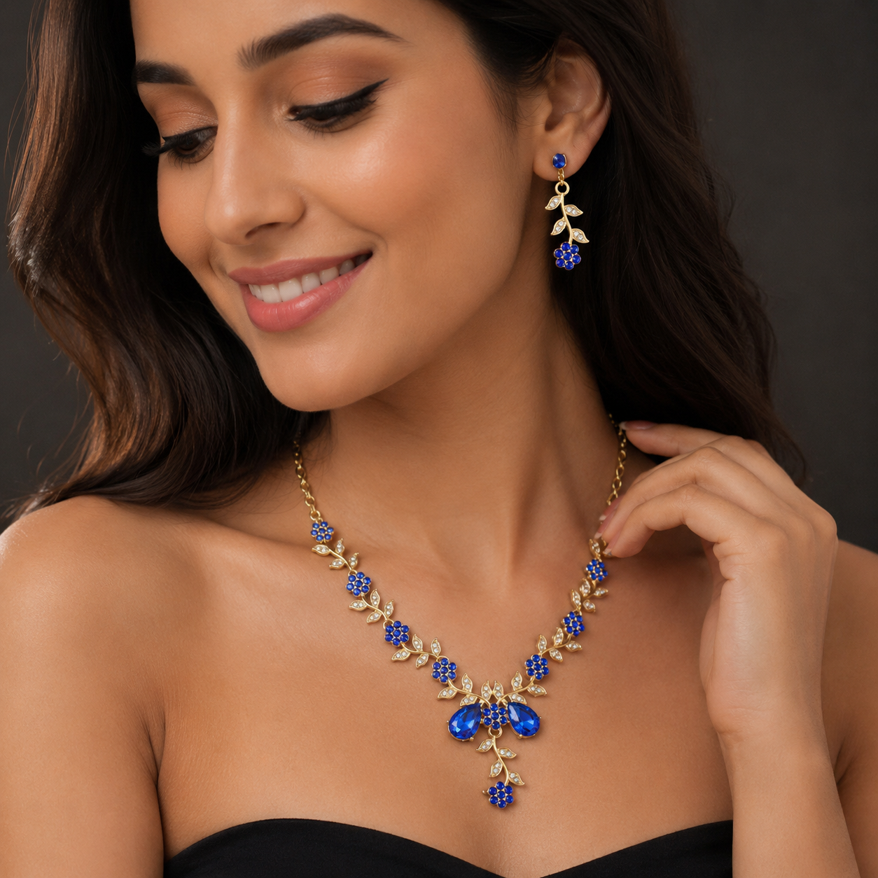 Sunflower Crystal Necklace Earring Set lace Set
