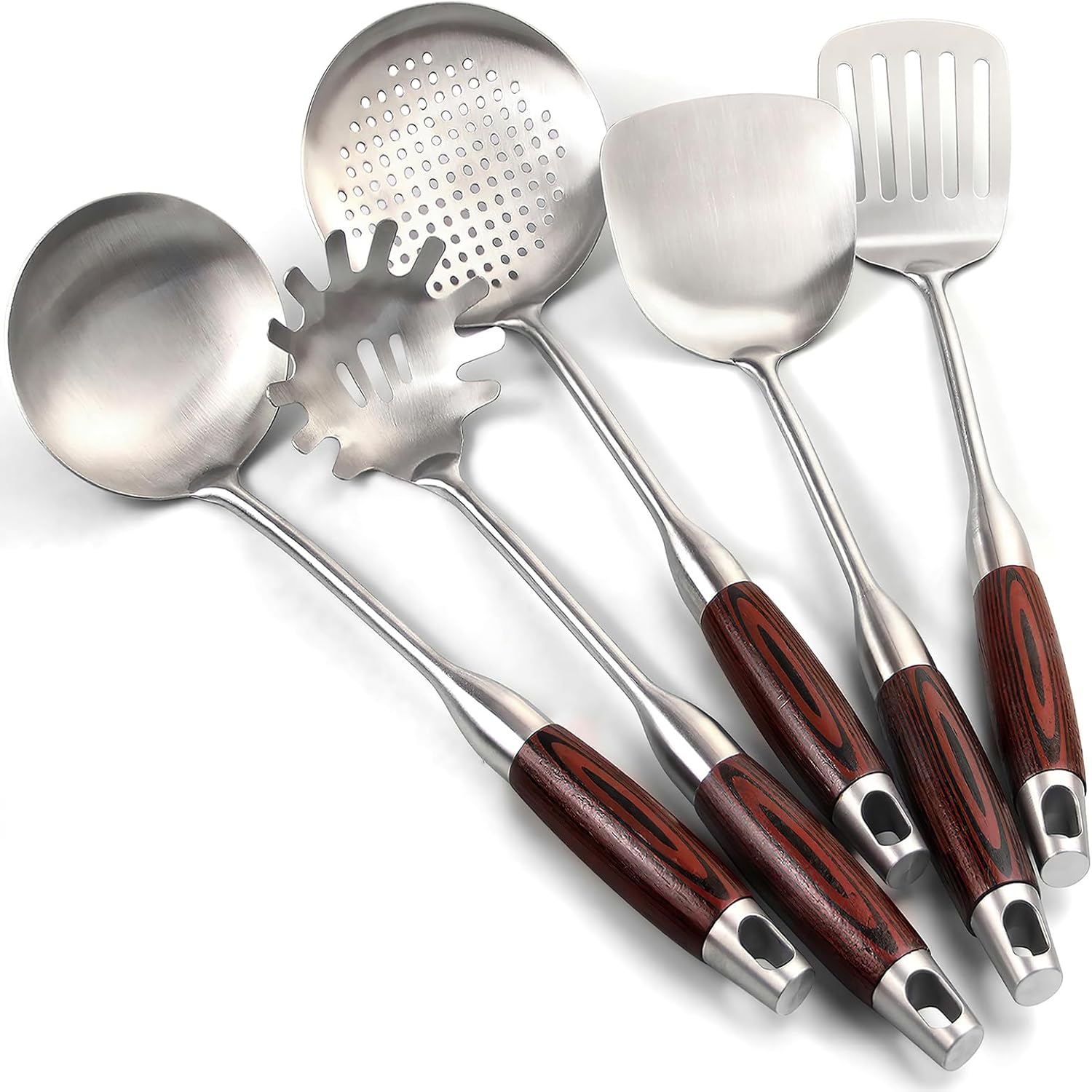 Stainless Steel Kitchen Utensil Set, 5-Piece Cooking Utensils, Spatula