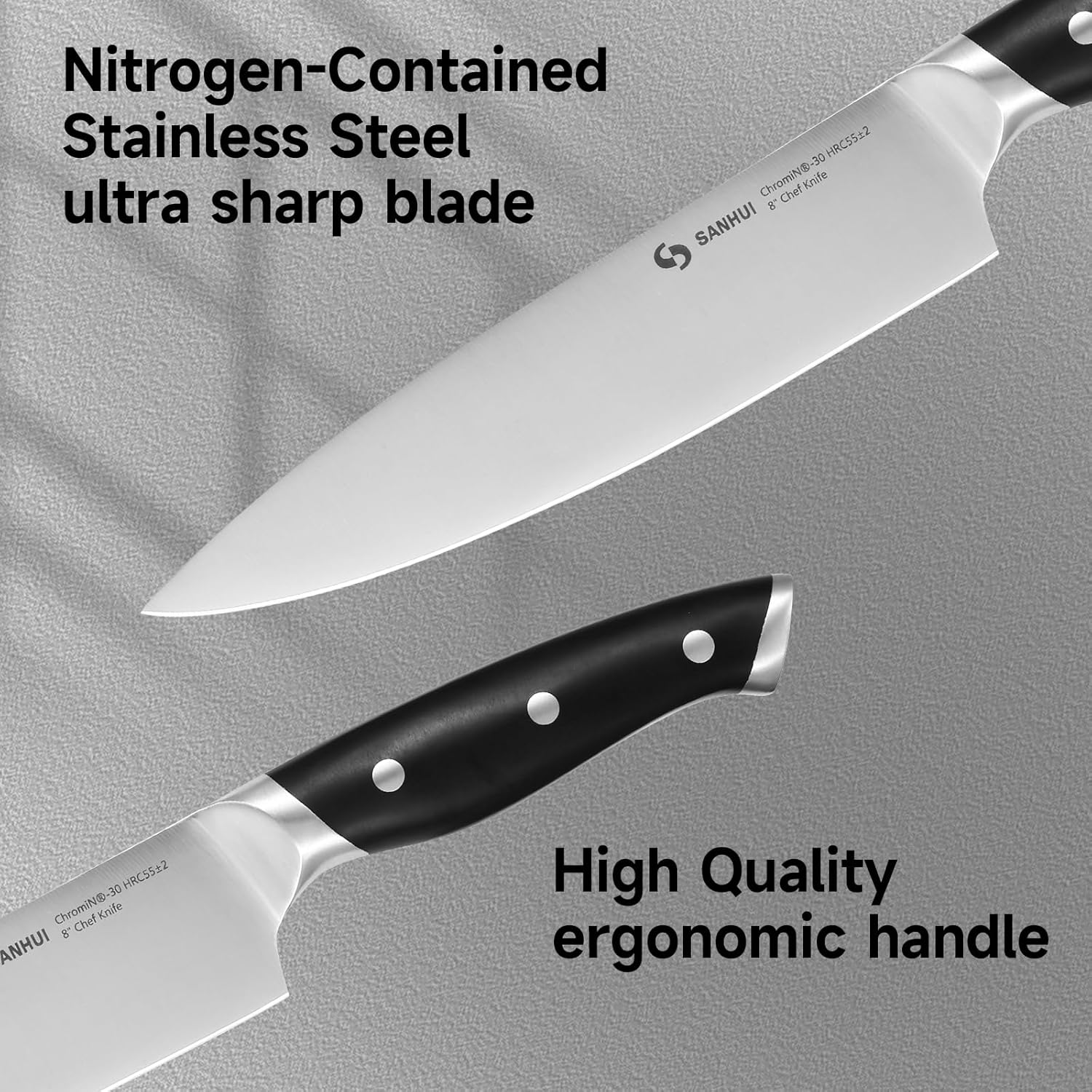 13 Pieces Knife Set with Wooden Block – Built-in Sharpener, High Carbon Stainless Steel 