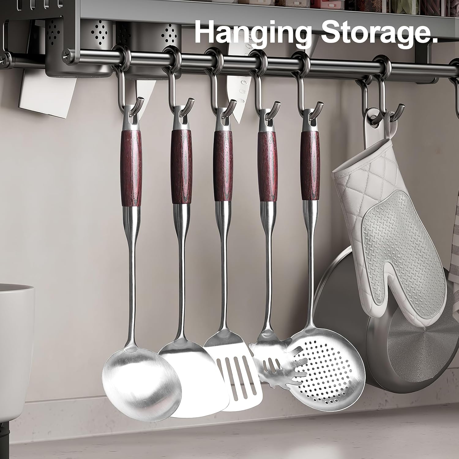 Stainless Steel Kitchen Utensil Set, 5-Piece Cooking Utensils, Spatula