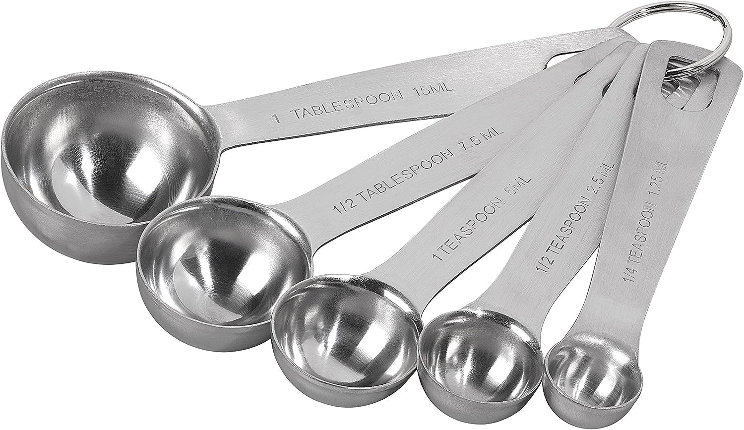 Tala A10550 Stainless Steel Measuring Spoons, 5 Piece Set for Measuring Dry and Liquids