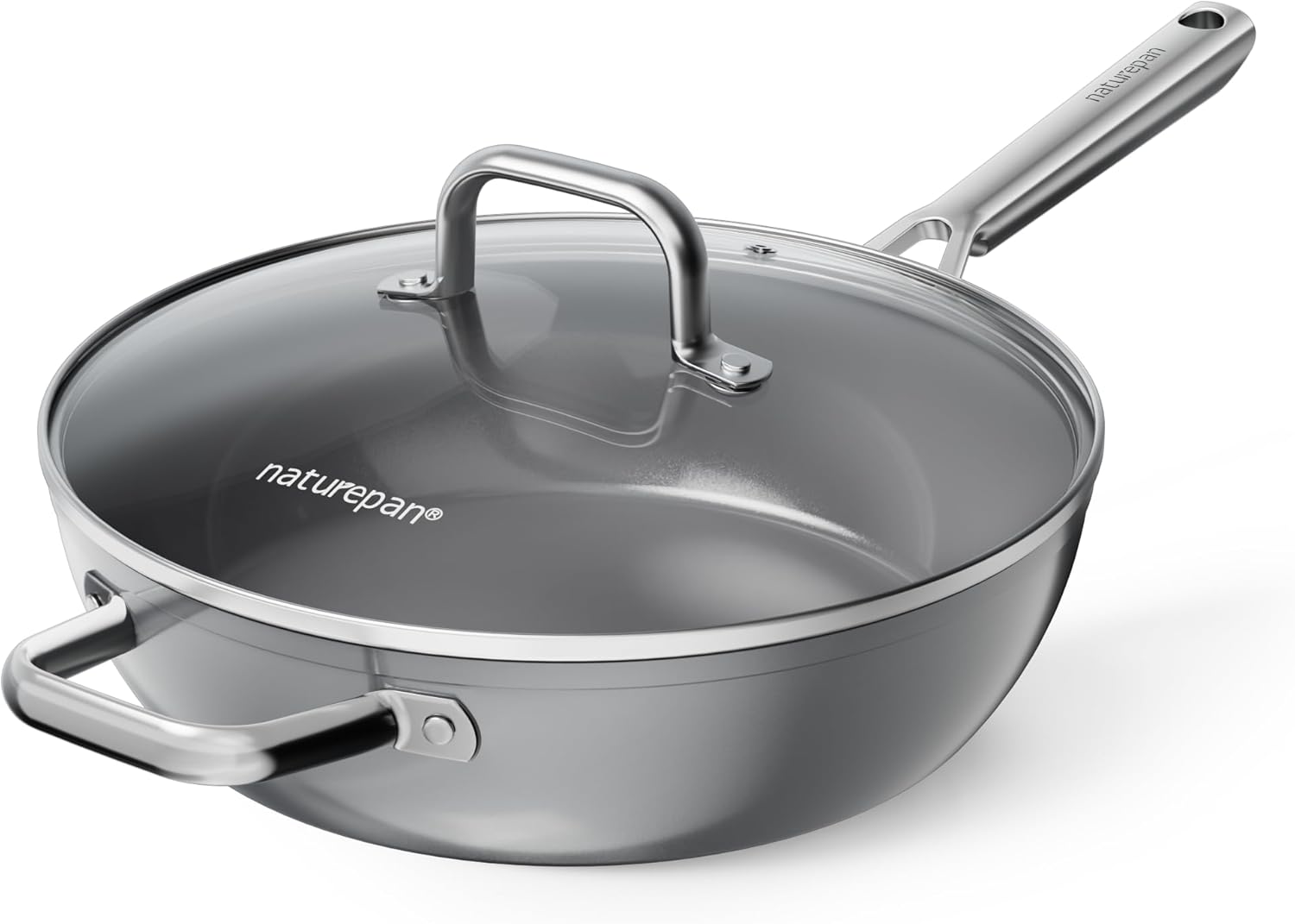 28cm Ceramic Deep Frying Pan, Diamond-Titanium Nonstick Pan with Lid