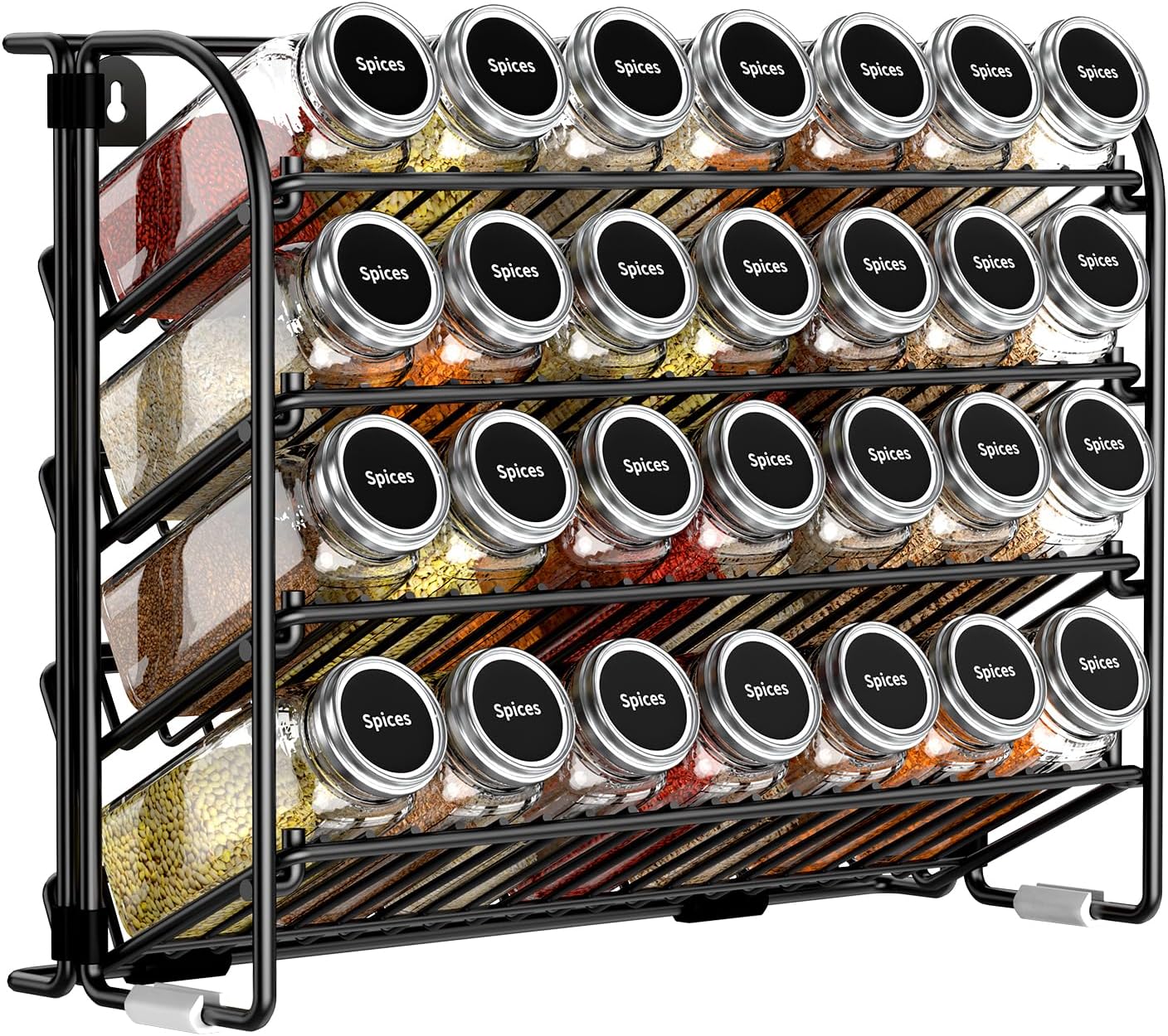 CHARMDI Spice rack，4 Tier Spice Rack Free Standing Spice Rack Organiser without Jars