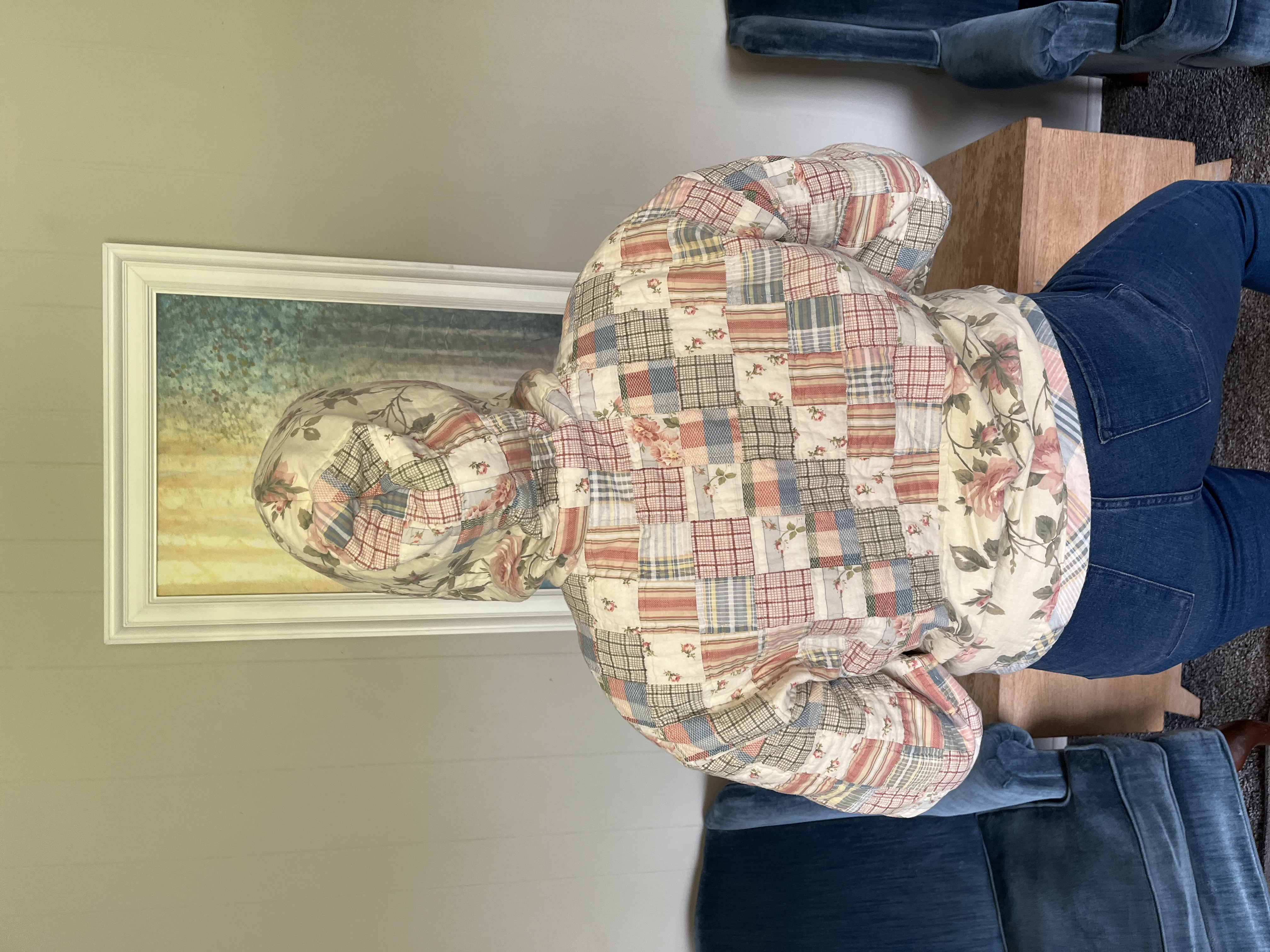 Patchwork Quilted Pullover Hoodie