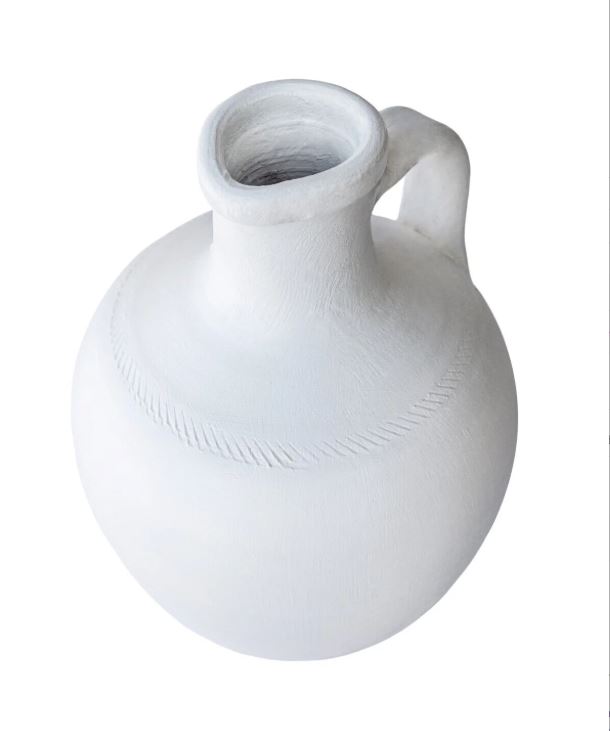 Acus Beyaz Mat Tek Kuplu Vazo 30 cm Yükseklik 18 x 30 Cm - 7,09" x 11,81" 