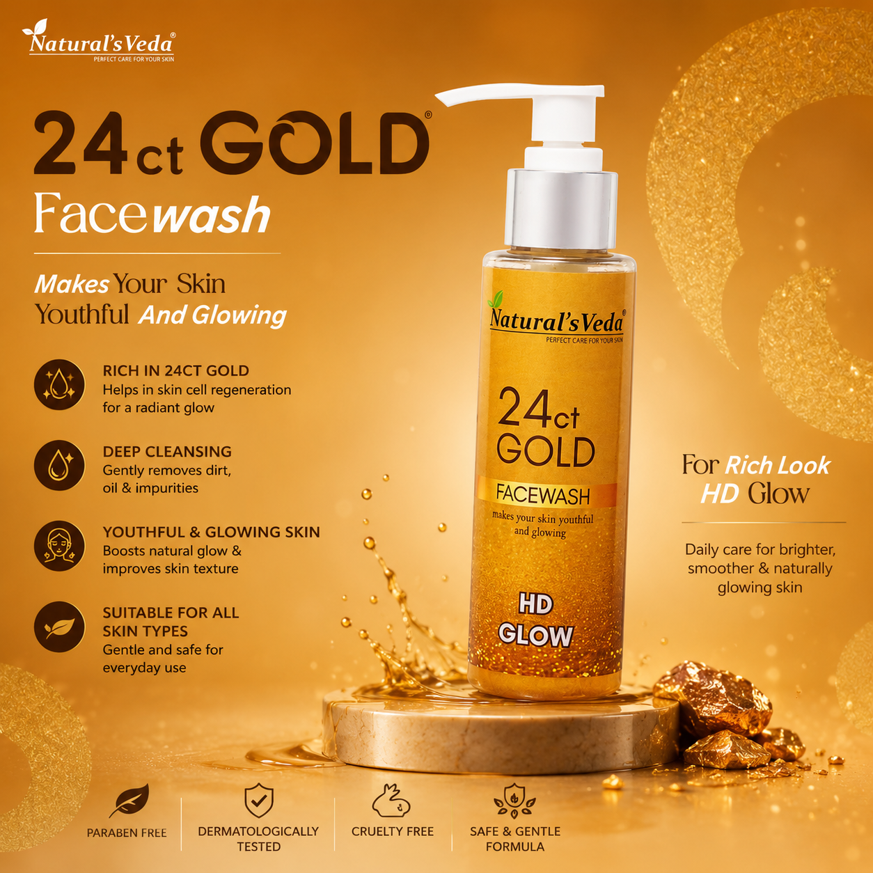 24ct Gold Facewash for Youthful & Glowing Skin