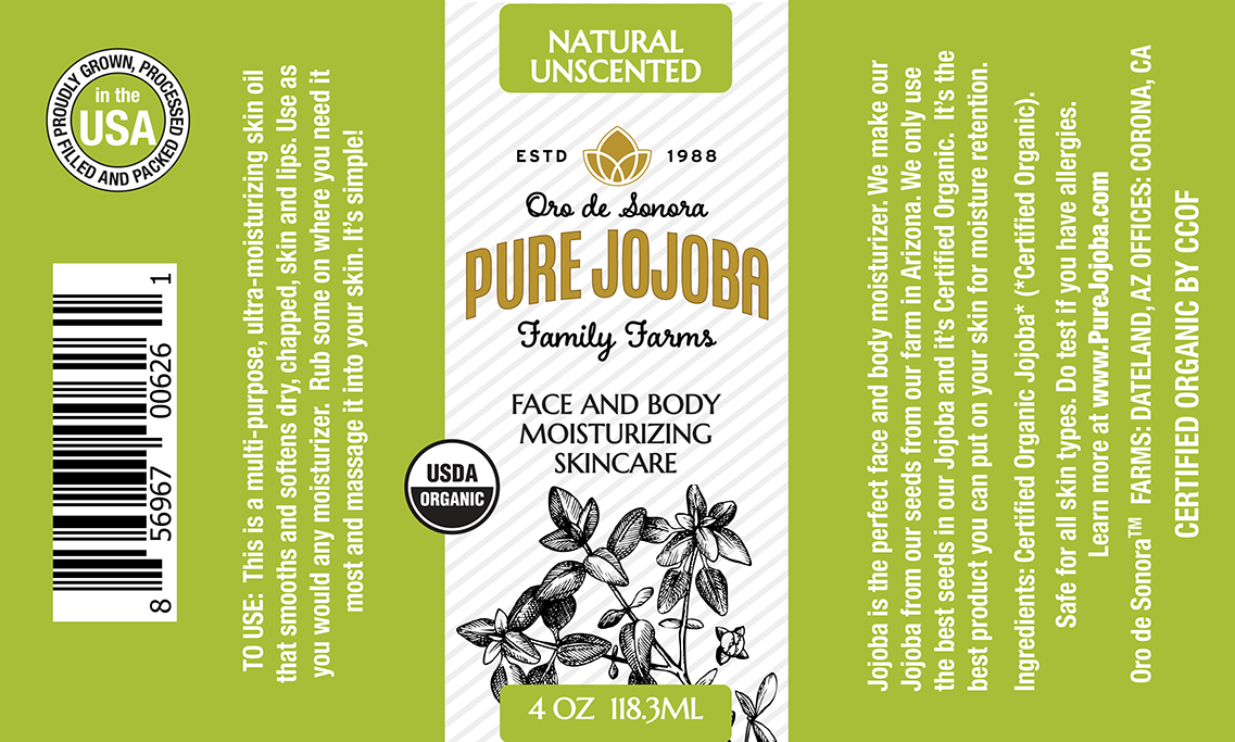 4oz Pure Certified Organic Arizona Grown Jojoba - in a Glass Bottle