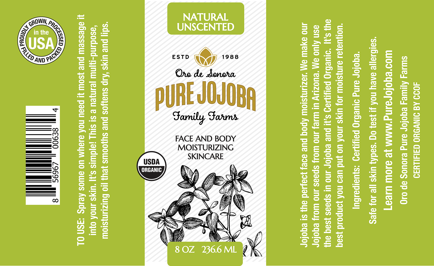 8oz Pure Certified Organic Arizona Grown Jojoba