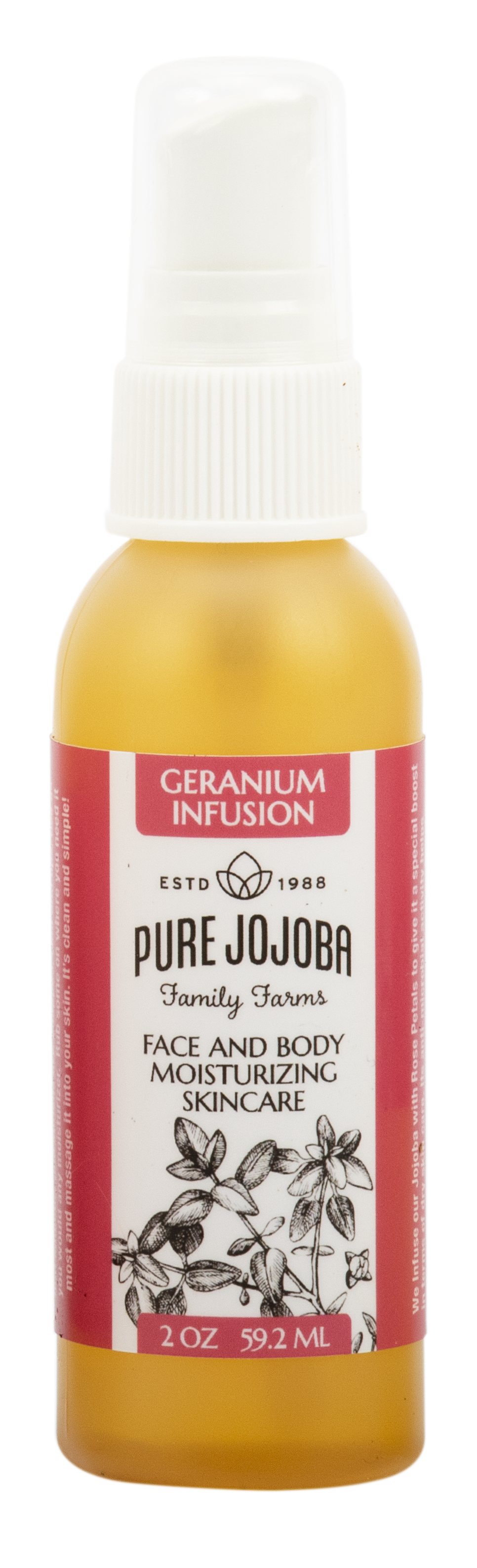 GERANIUM ROSE Infused Pure Jojoba Face and Body Moisturizing Skincare