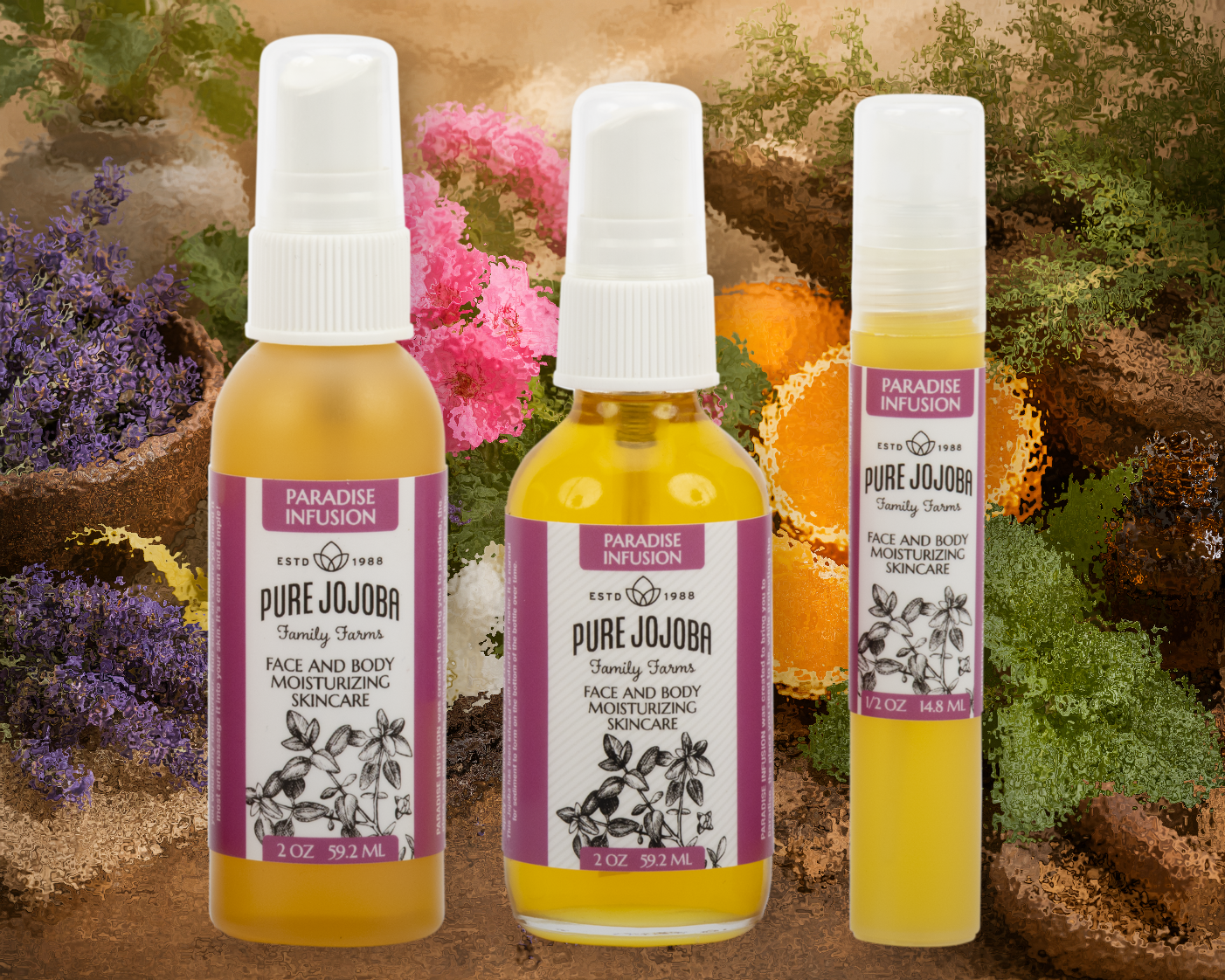 PARADISE Infused Pure Jojoba Face and Body Moisturizing Skincare