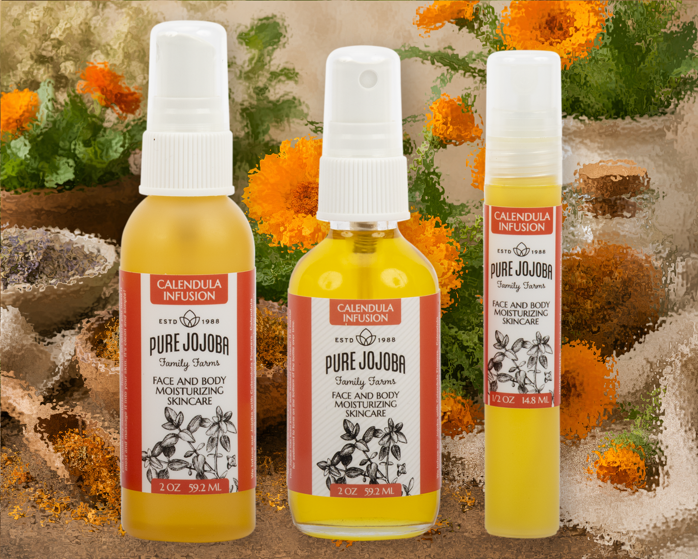 CALENDULA Infused Pure Jojoba Face and Body Moisturizing Skincare