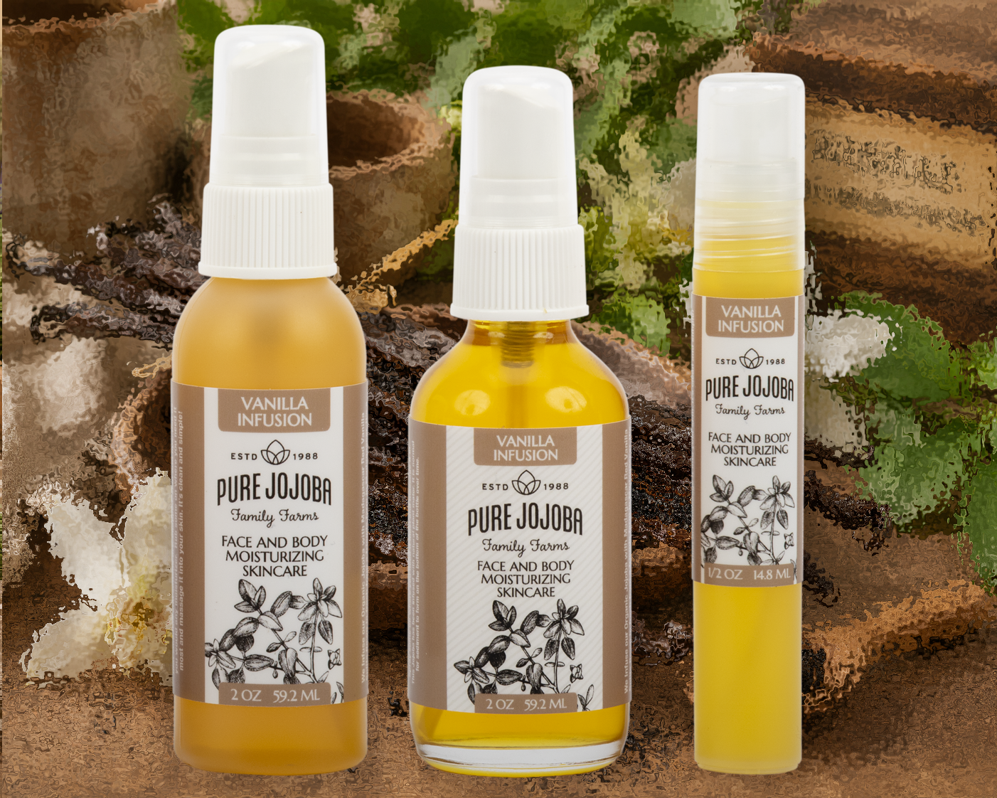 VANILLA Infused Pure Jojoba Face and Body Moisturizing Skincare