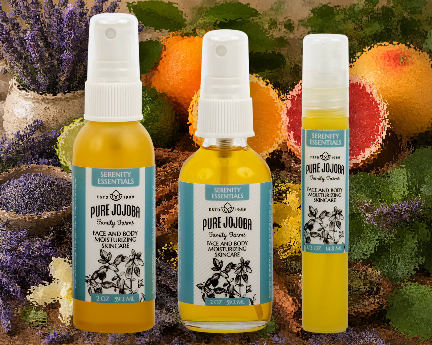 SERENITY Infused Pure Jojoba Face and Body Moisturizing Skincare