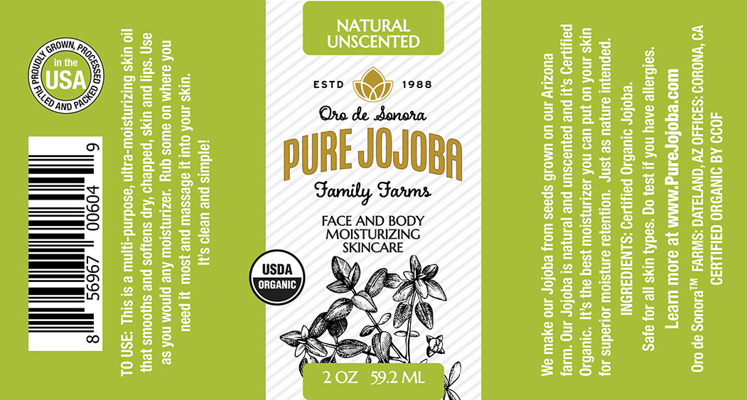 2oz Pure Certified Organic Arizona Grown Jojoba - in a Glass Bottle