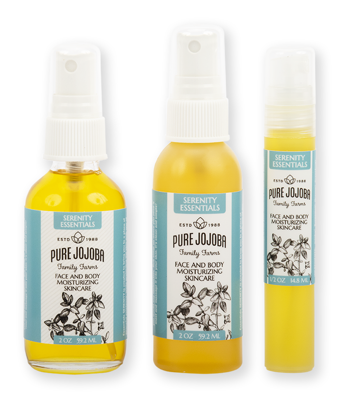 SERENITY Infused Pure Jojoba Face and Body Moisturizing Skincare