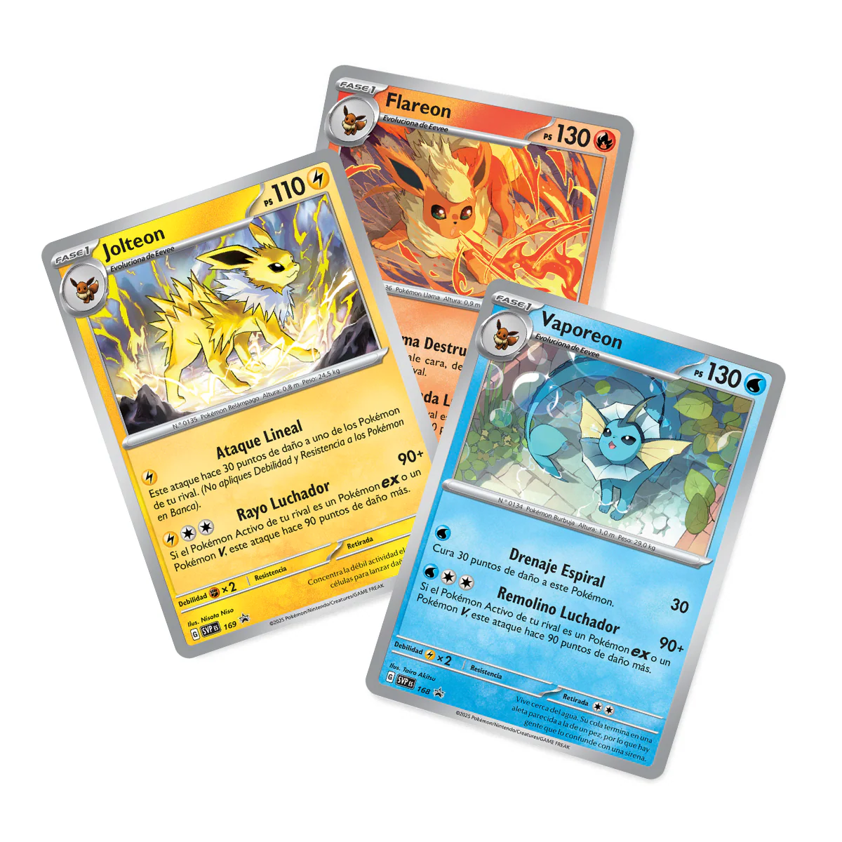 Set de Cartas Flareon, Vaporeon y Jolteon Holo Promo (Español)