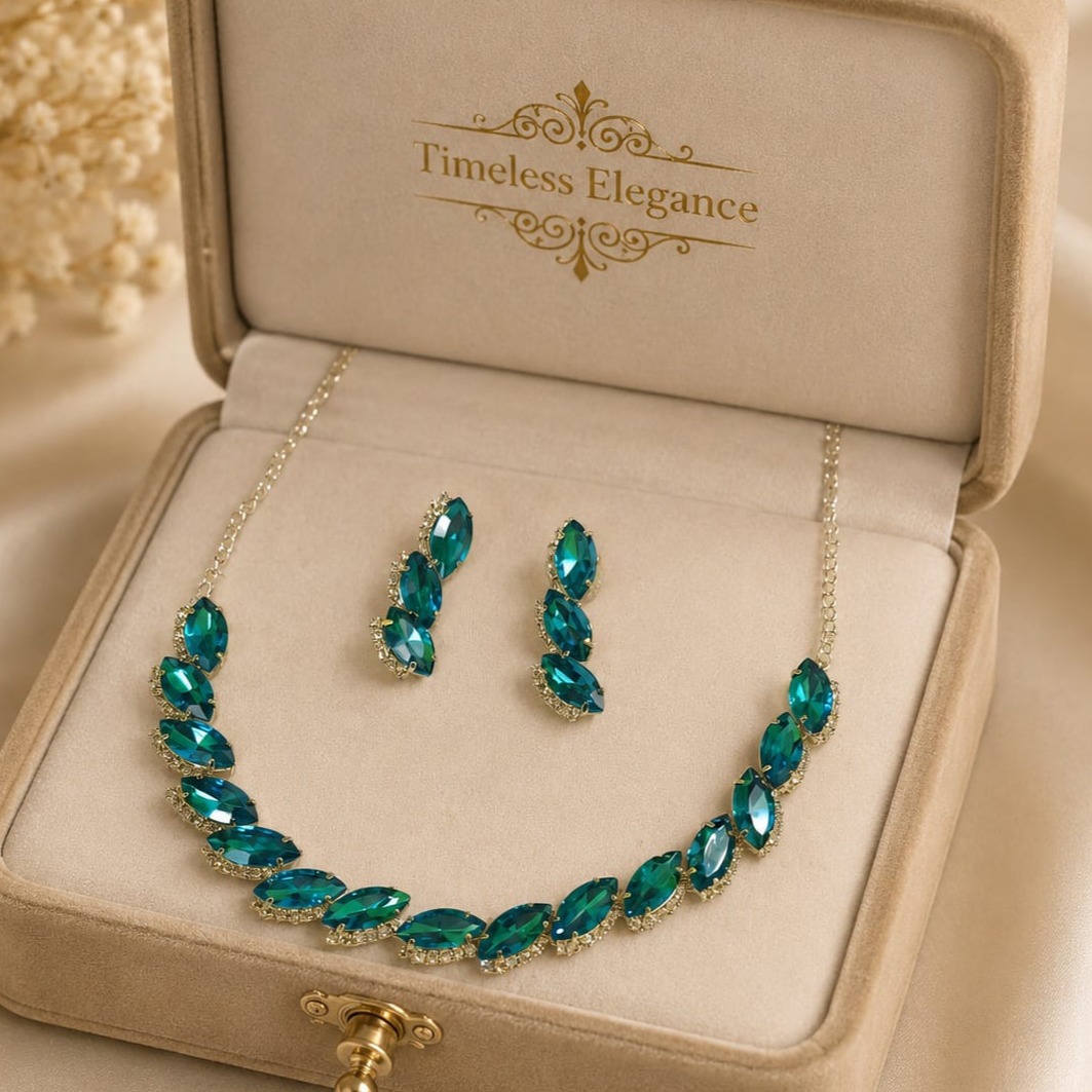Emerald Green Crystal Necklace Set