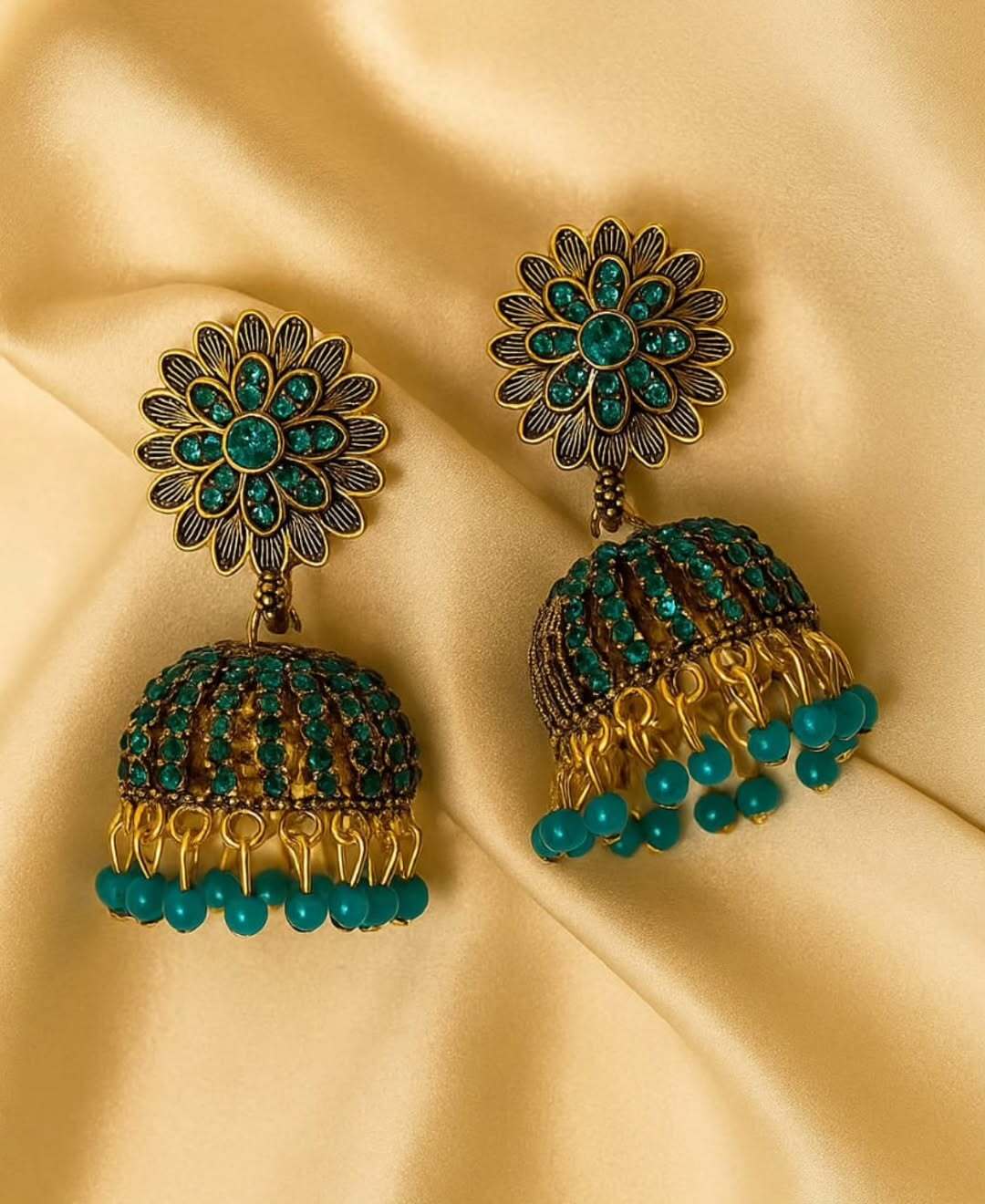 Bohemian Floral Jhumka Earrings