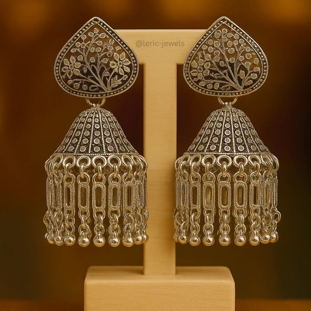 Antique Silver Jhumka 