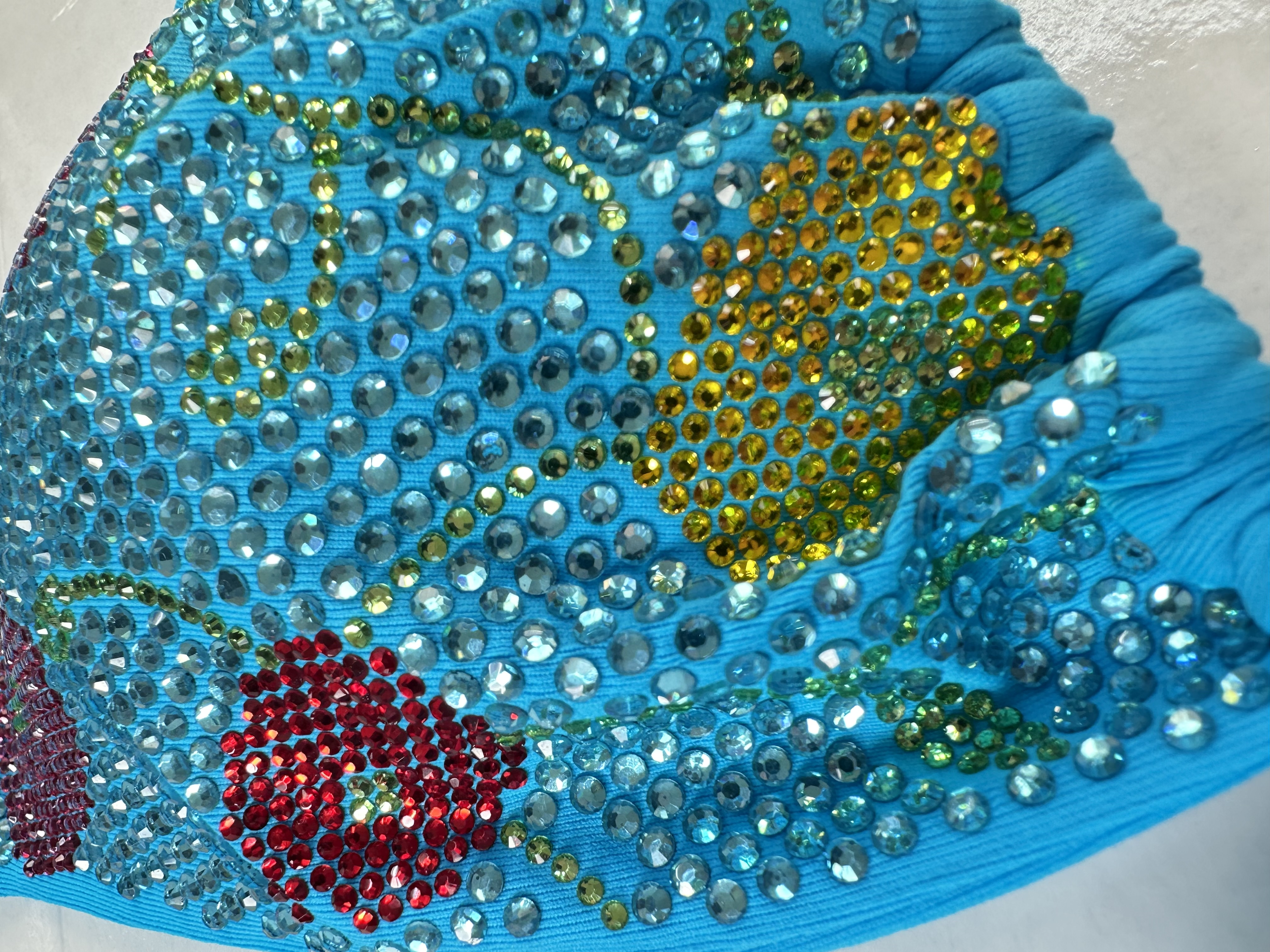 BIKINI TURCHESE TEMPESTA DI STRASS IN FIORE