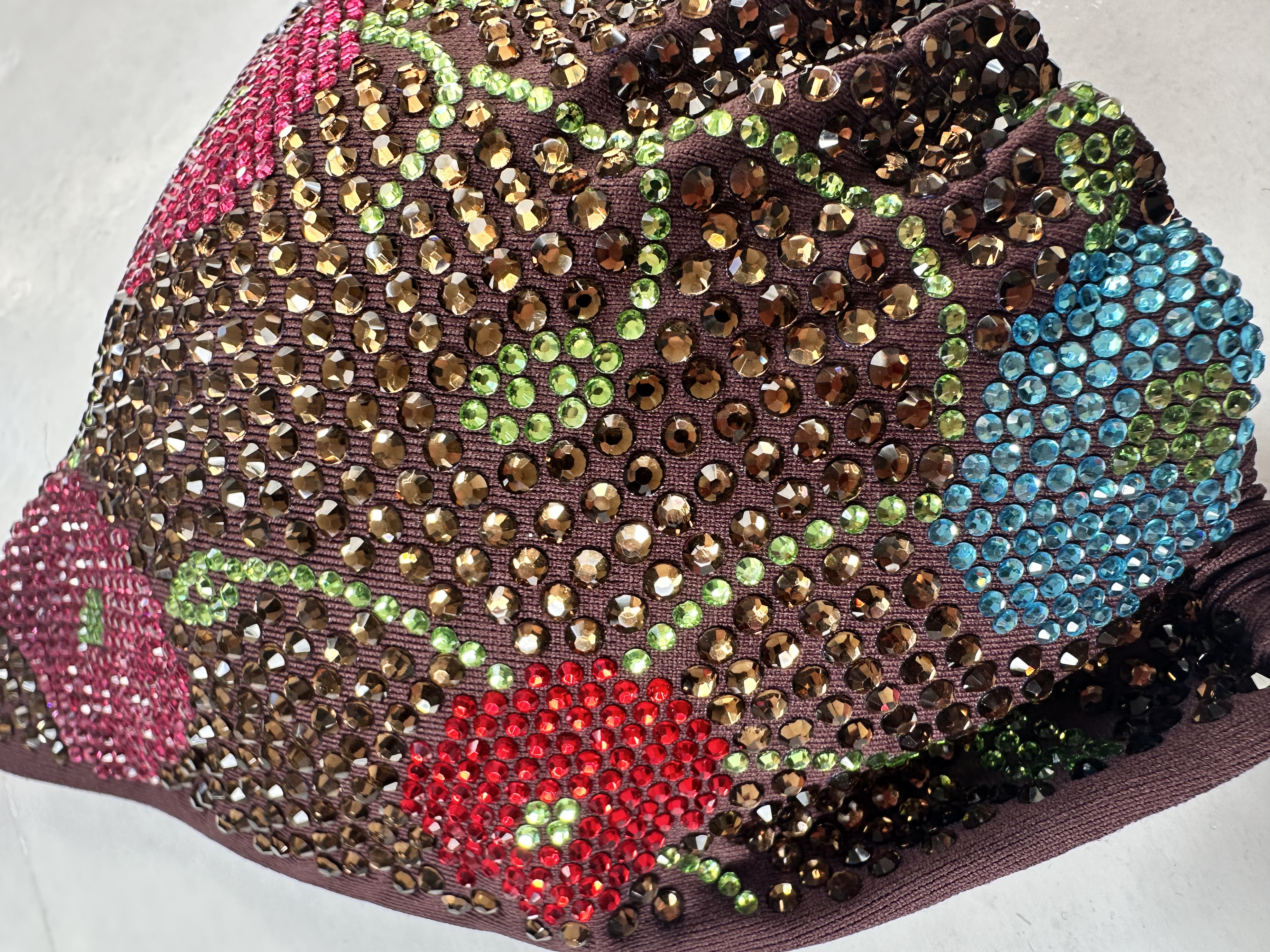 BIKINI MARRONE TEMPESTA DI STRASS IN FIORE