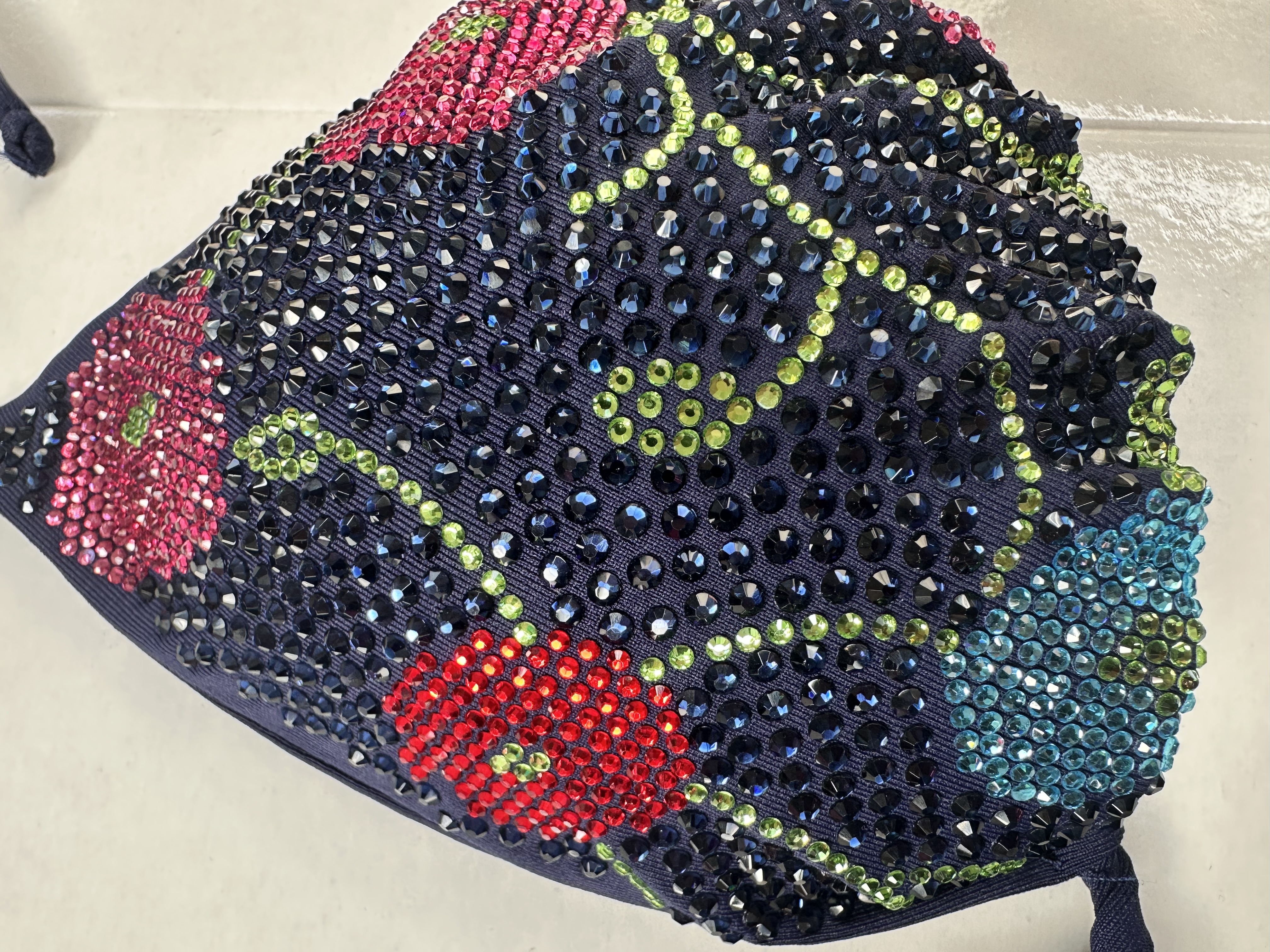 BIKINI BLU TEMPESTATA DI STRASS IN FIORE