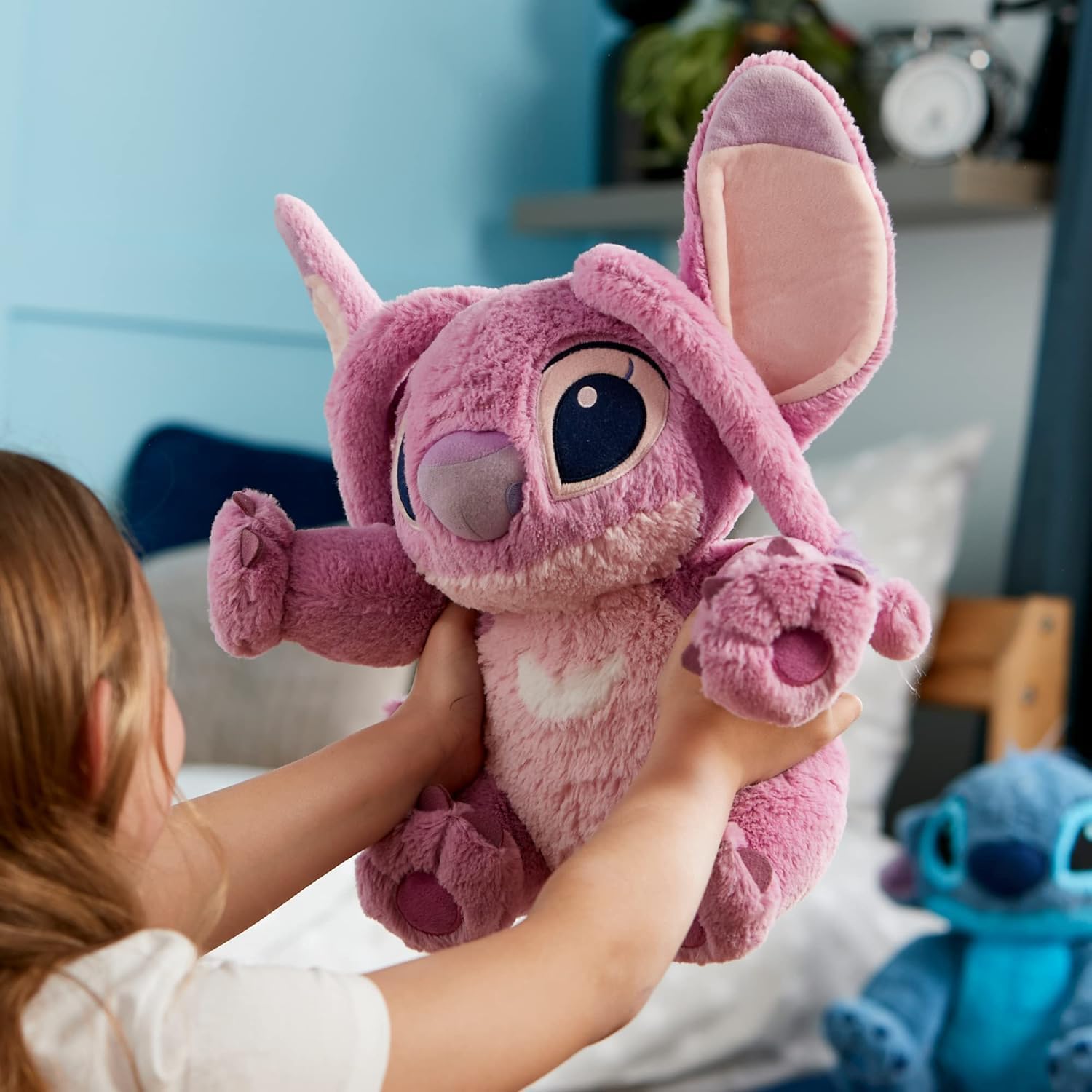 Disney Store Official Angel Medium Soft Toy for Kids - Cuddly Character with Fuzzy Texture & Embroidered Details - Flexible Floppy Ears - Disney Plushy Suitable for All Ages 